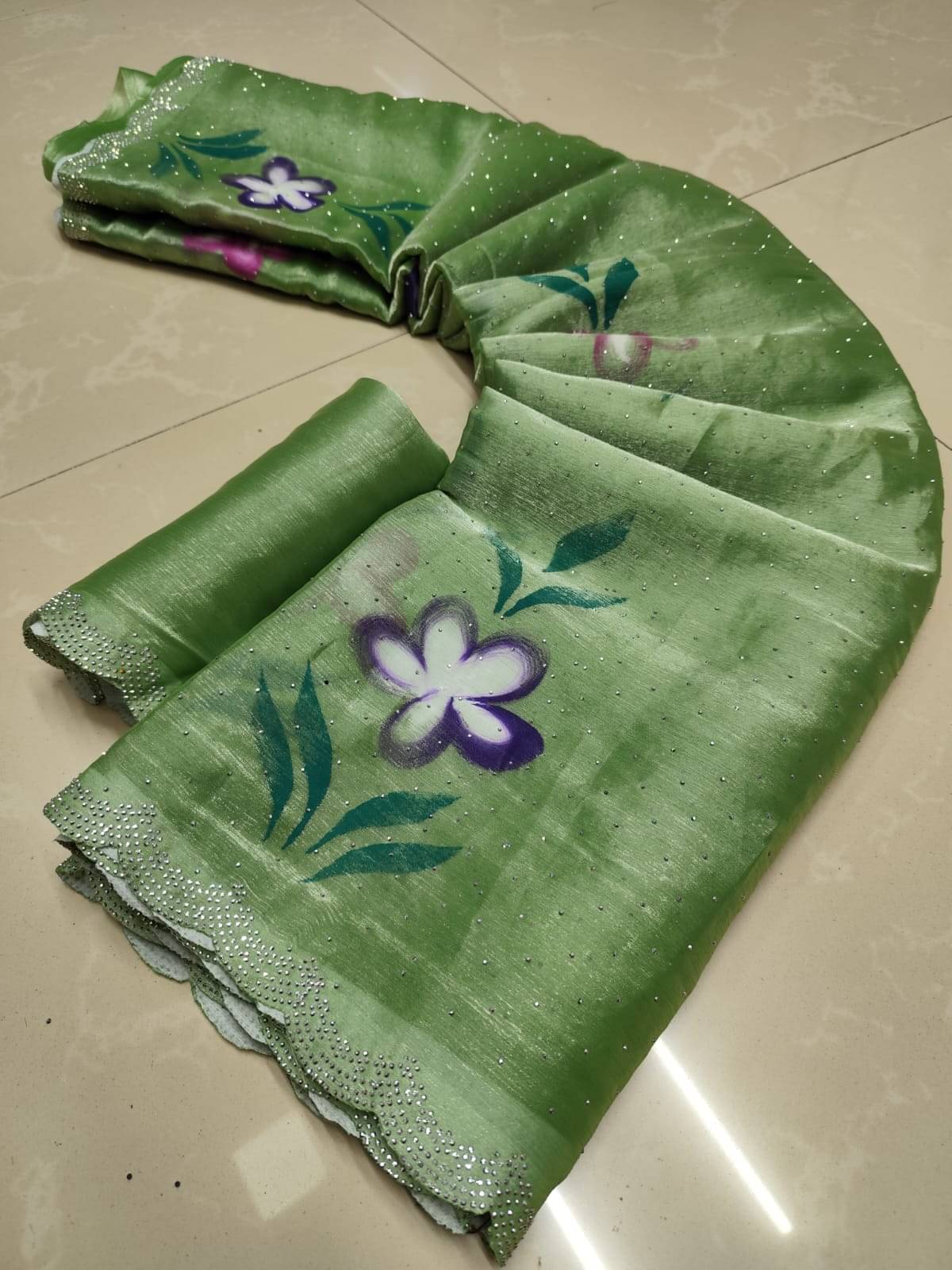     			Sareez House Jimmy Choo Printed Regular Saree With Unstitched Blouse Piece ( Green )