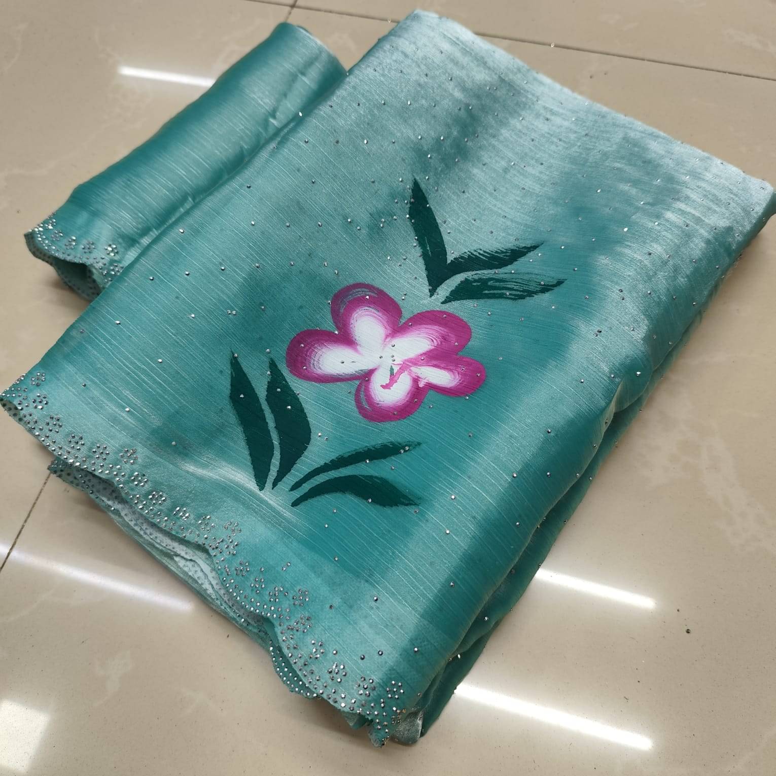     			Sareez House Jimmy Choo Printed Regular Saree With Unstitched Blouse Piece ( Turquoise )