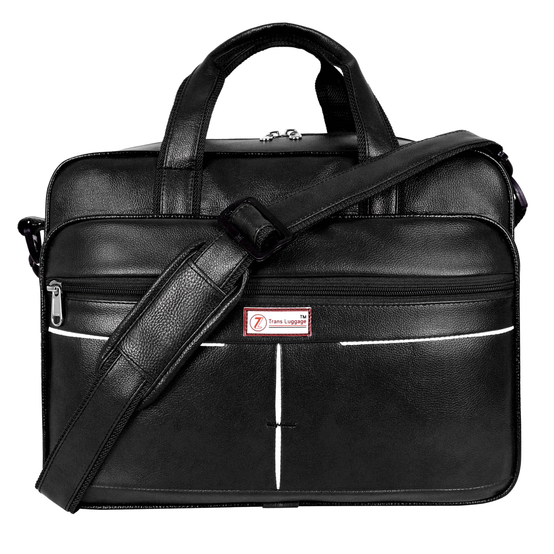     			TRANS LUGGAGE Black Solid Messenger Bag