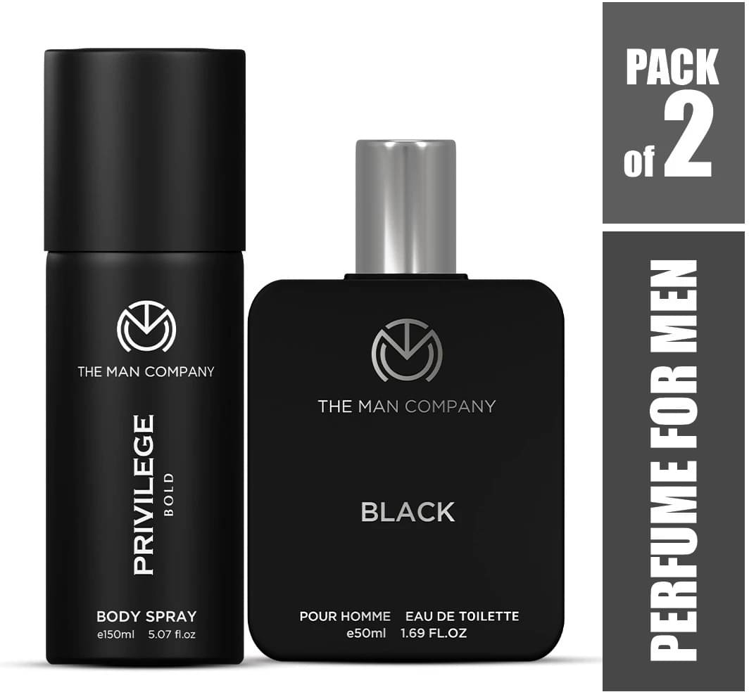 The Man Company Black & Bold Perfume Duo - 150 ml, 50 ml Body Spray for Men 100 ml ( Pack of 2 ) The Man Company Black & Bold Perfume Duo - 150 ml, 50 ml Body Spray for Men 100 ml ( Pack of 2 )