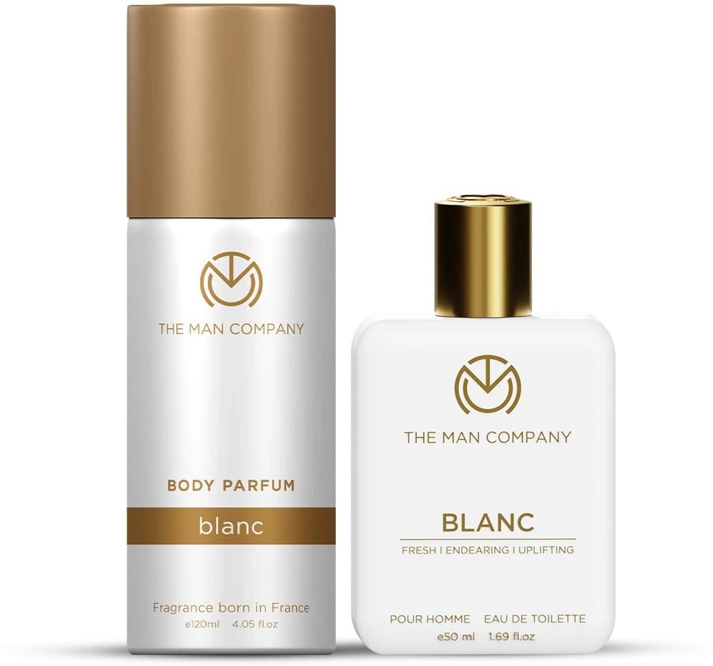     			The Man Company Blanc EDT 50ml & Body 120ml Perfumes Deodorant Spray for Men 85 ml ( Pack of 2 )