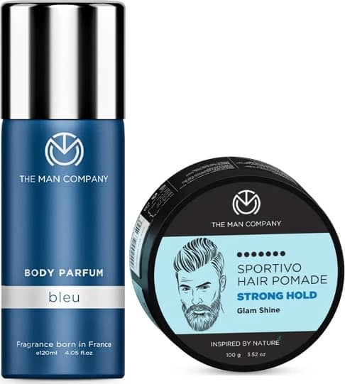 The Man Company Blue Body Perfume + Sportivo Pomade Deodorant Spray for Men 220 ml ( Pack of 2 )