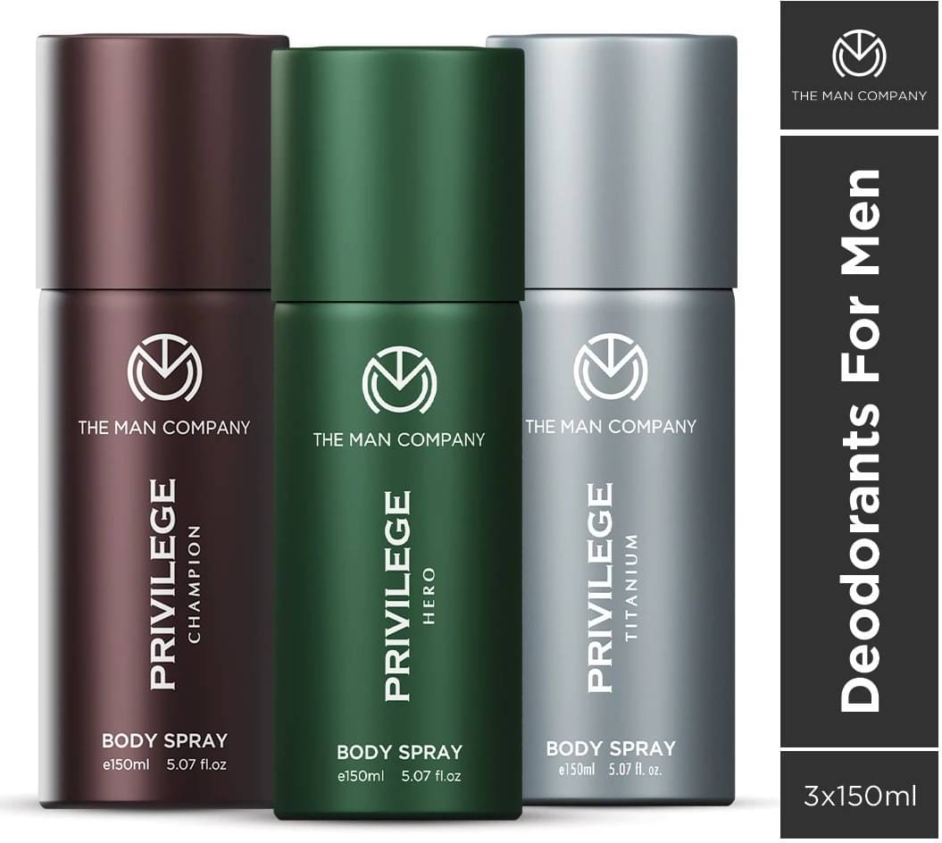 The Man Company Champion, Hero & Titanium Privilege Deo Body Spray for Men 150 ml ( Pack of 3 ) The Man Company Champion, Hero & Titanium Privilege Deo Body Spray for Men 150 ml ( Pack of 3 )