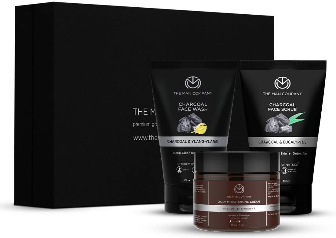 The Man Company Fresh Face Combo (Charcoal face wash+Charcoal Scrub+mositursing Cream)