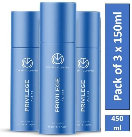 The Man Company Privilege Active Deo Combo Pack of 3 Deodorant Spray for Men 150 ml ( Pack of 3 )
