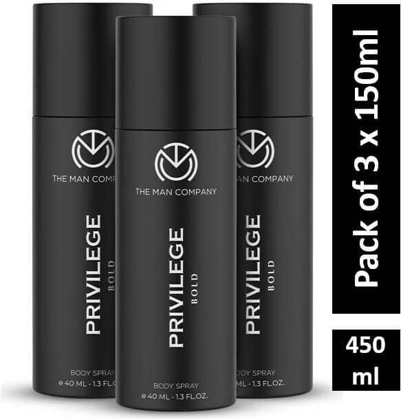 The Man Company Privilege Bold Long Lasting Deo Pk of 3 Deodorant Spray for Men 150 ml ( Pack of 3 )