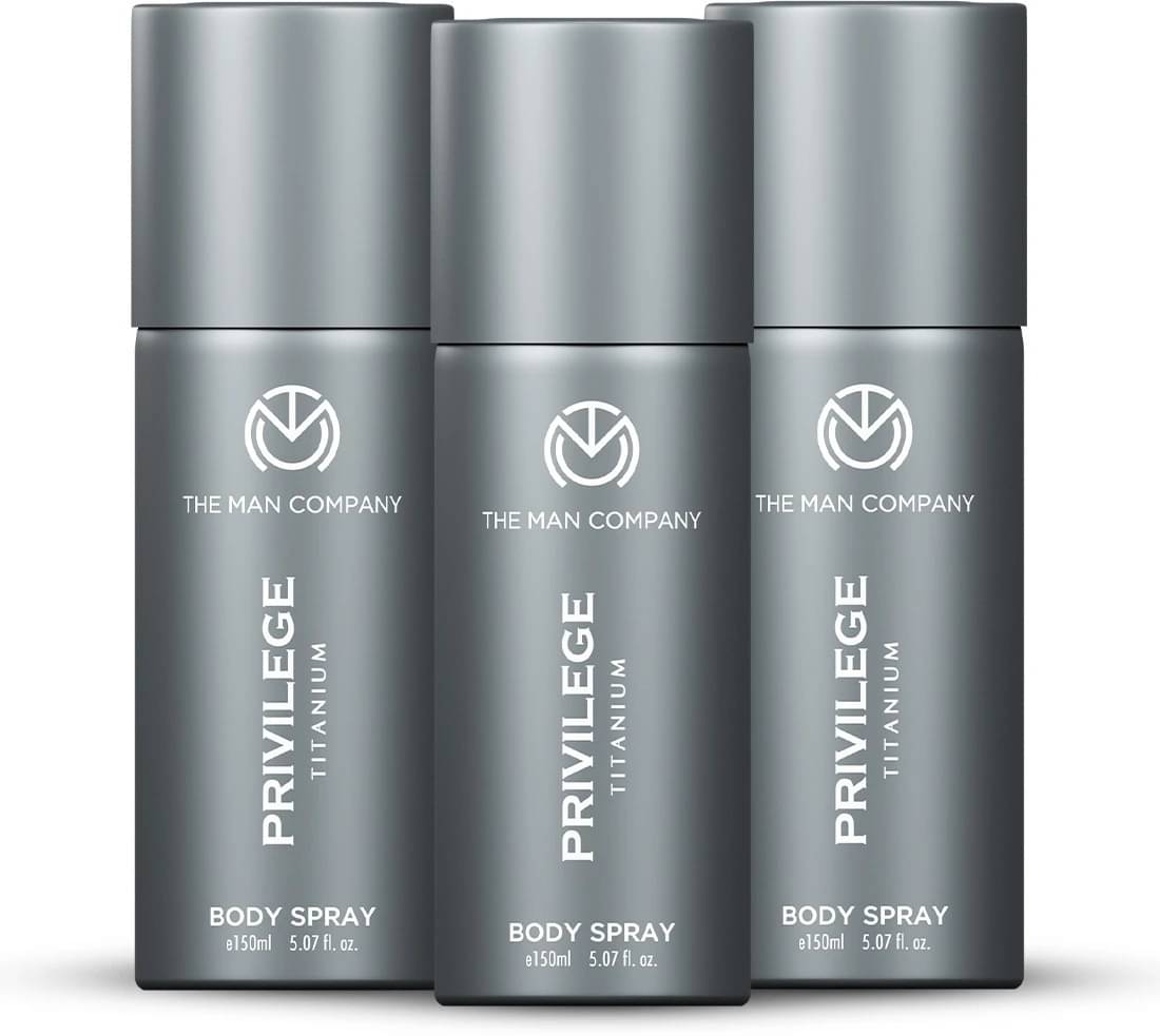 The Man Company Privilege Titanium Deo Combo Deodorant Spray for Men 150 ml ( Pack of 3 )     			The Man Company Privilege Titanium Deo Combo Deodorant Spray for Men 150 ml ( Pack of 3 )