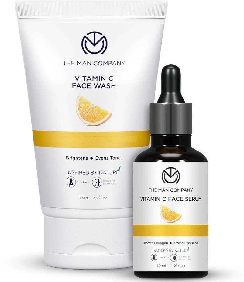 The Man Company Ultimate Vitamin C Face Care Kit with Face Wash & Face Serum | Boost Collagen | Glowing & Brightening Skin | Soft & Supple     			The Man Company Ultimate Vitamin C Face Care Kit with Face Wash & Face Serum | Boost Collagen | Glowing & Brightening Skin | Soft & Supple