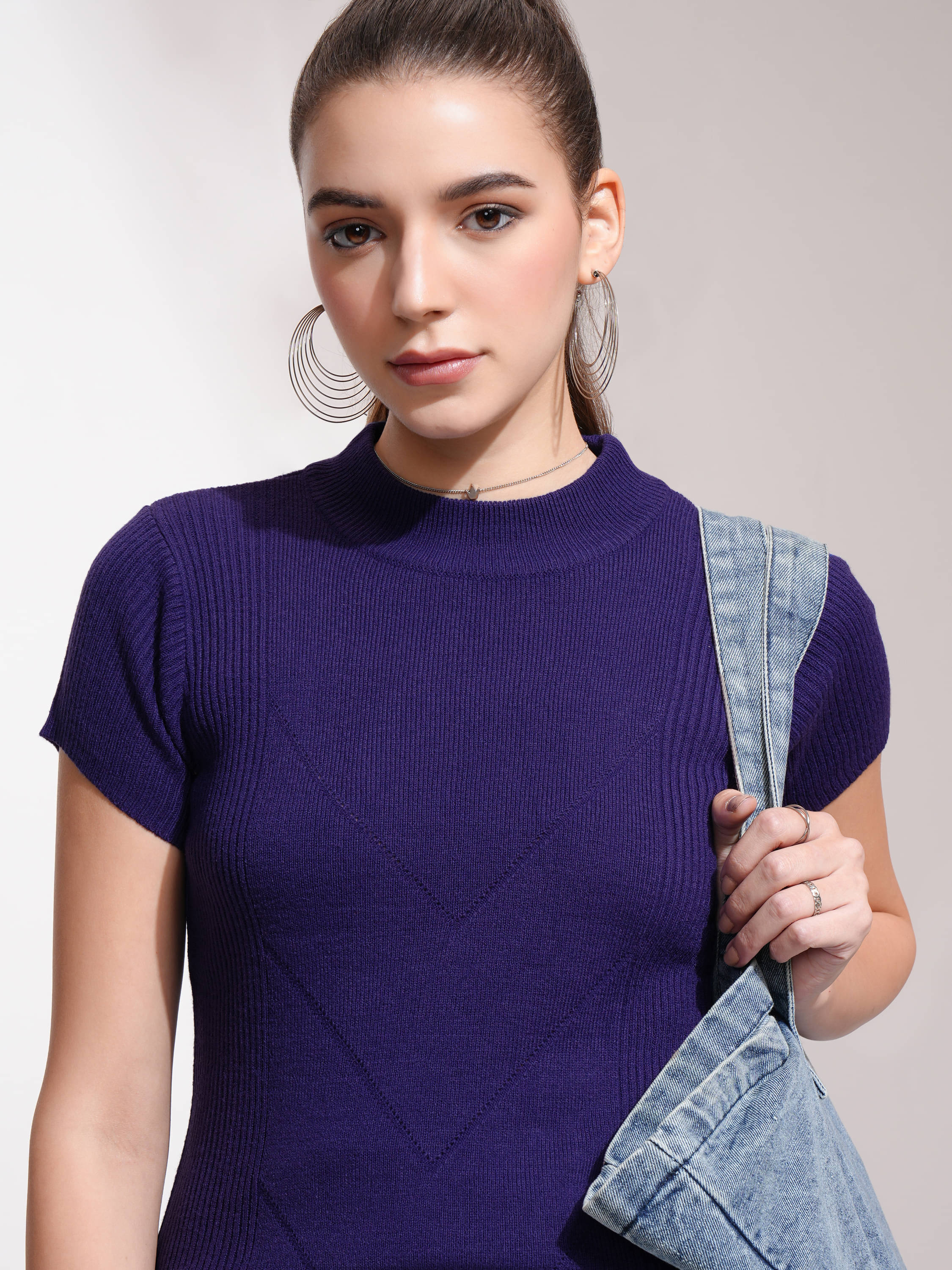     			Tokyo Talkies Acrylic High Neck Women's Pullovers - Navy ( Pack of 1 )