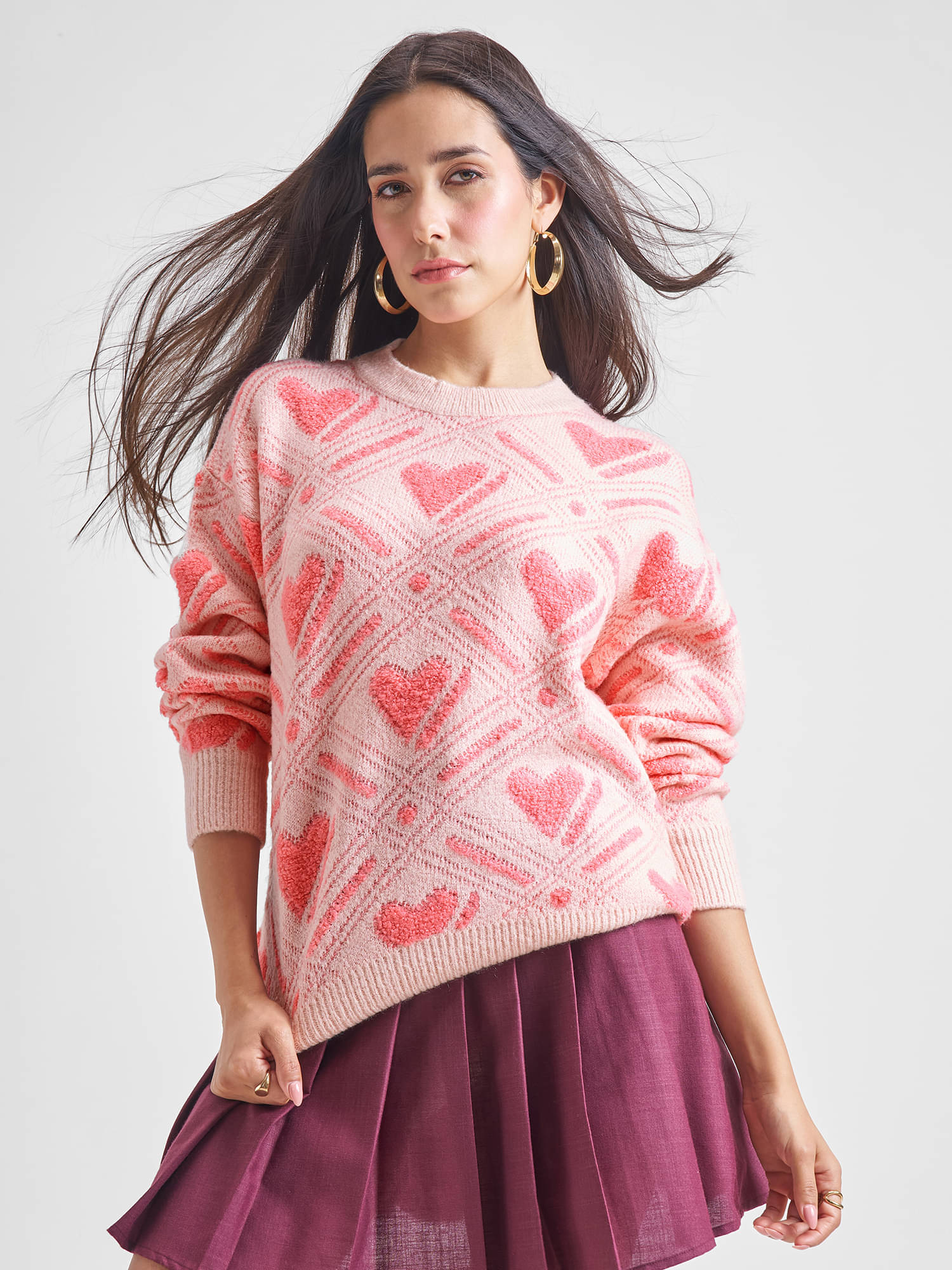     			Tokyo Talkies Acrylic Round Neck Women's Pullovers - Pink ( Pack of 1 )