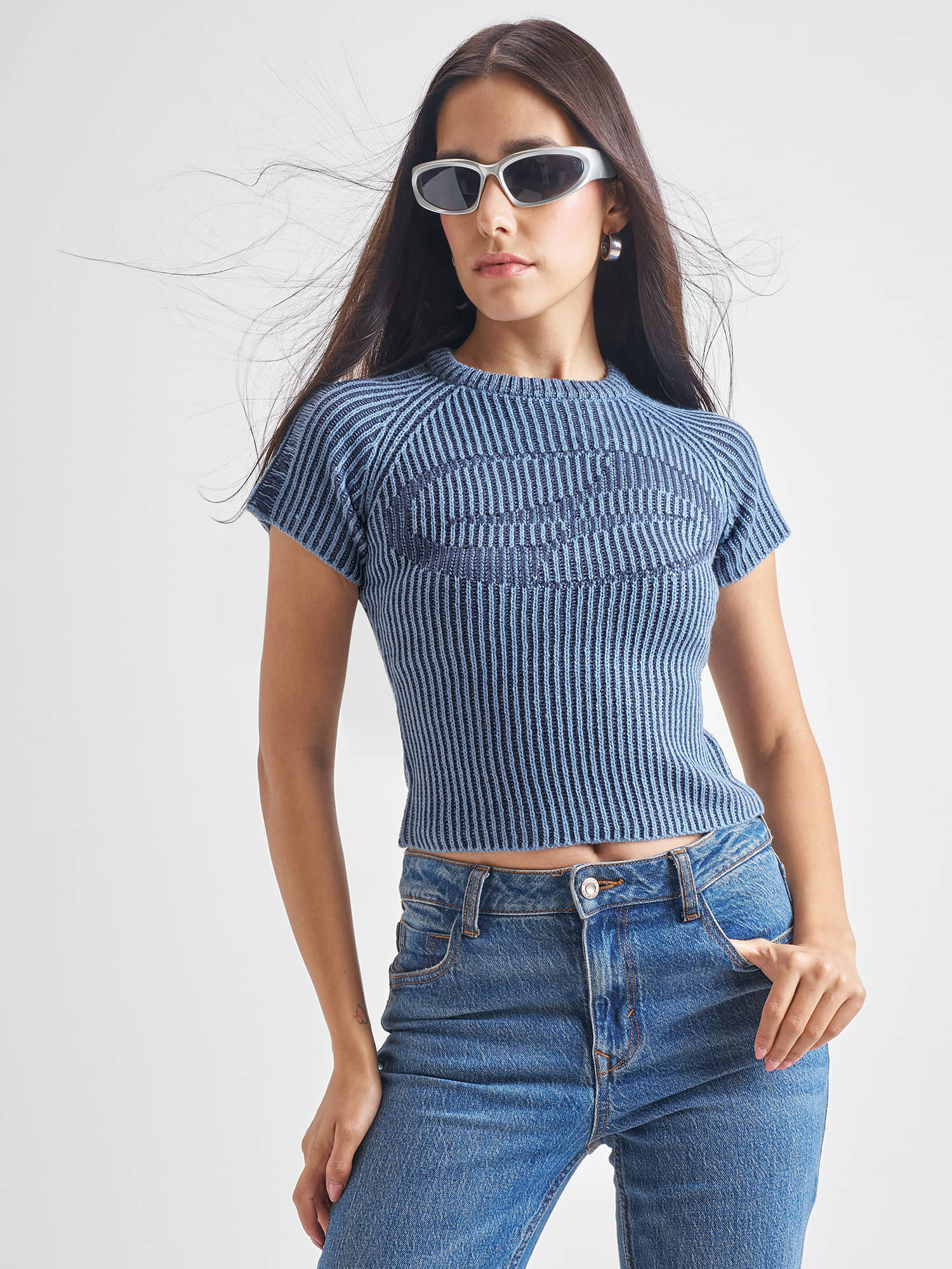 Tokyo Talkies Acrylic Round Neck Women's Pullovers - Blue ( Pack of 1 ) Tokyo Talkies Acrylic Round Neck Women's Pullovers - Blue ( Pack of 1 )