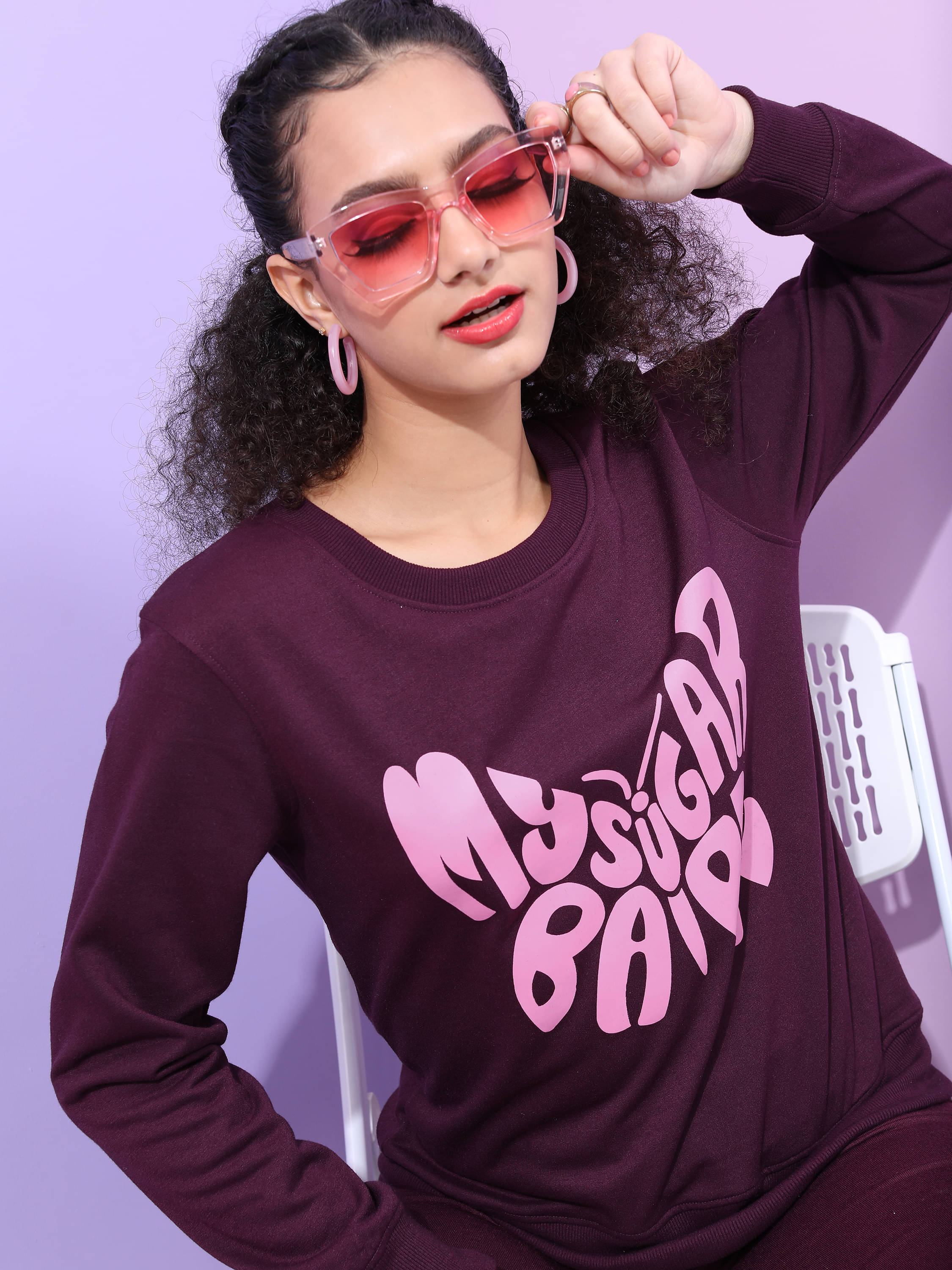     			Tokyo Talkies Cotton Blend Women's Non Hooded Sweatshirt ( Purple )