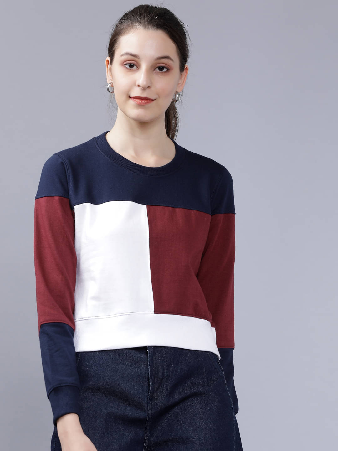     			Tokyo Talkies Cotton Blend Women's Non Hooded Sweatshirt ( Multi Color )