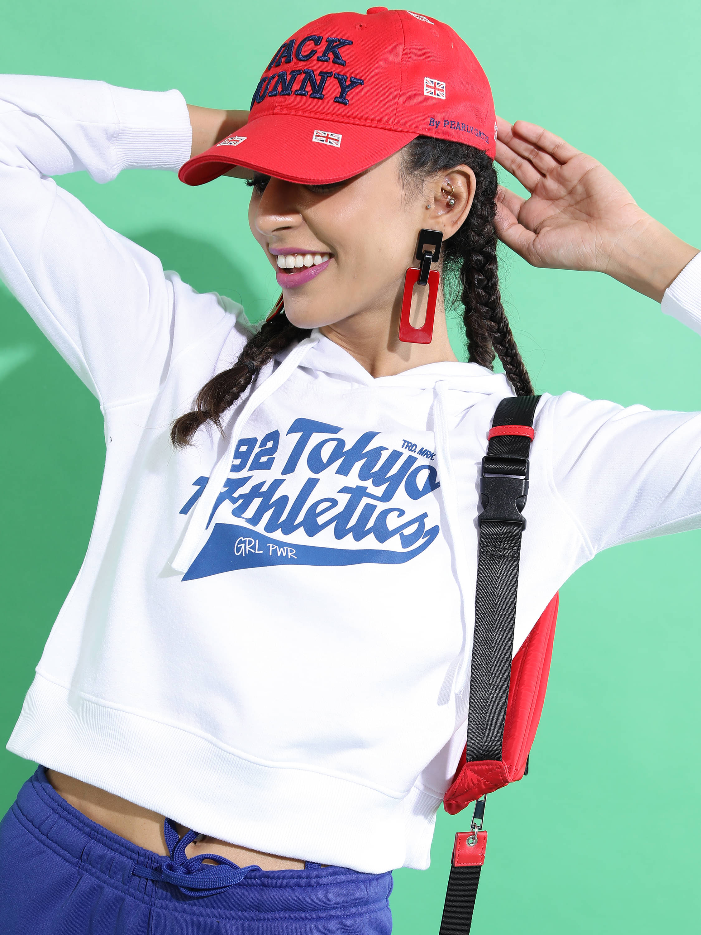     			Tokyo Talkies Cotton Blend Women's Hooded Sweatshirt ( White )