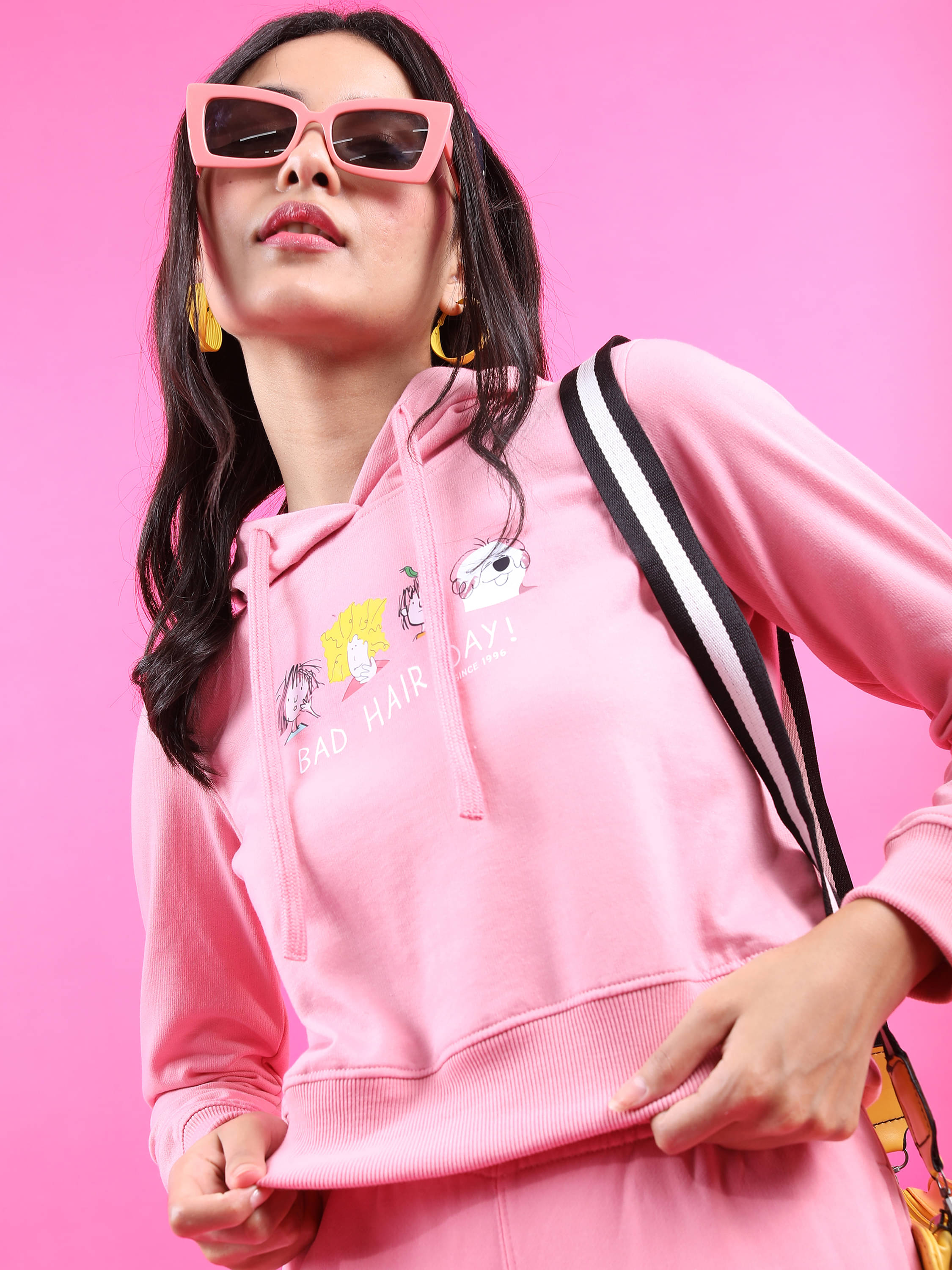     			Tokyo Talkies Cotton Blend Women's Hooded Sweatshirt ( Pink )