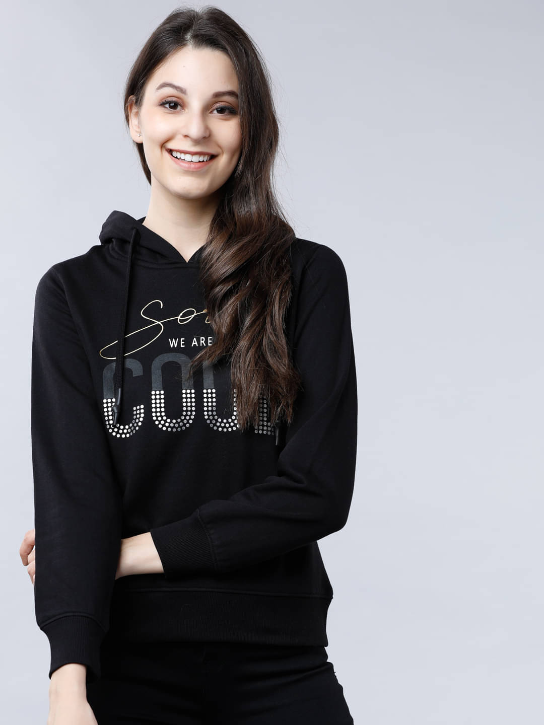     			Tokyo Talkies Cotton Blend Women's Hooded Sweatshirt ( Black )