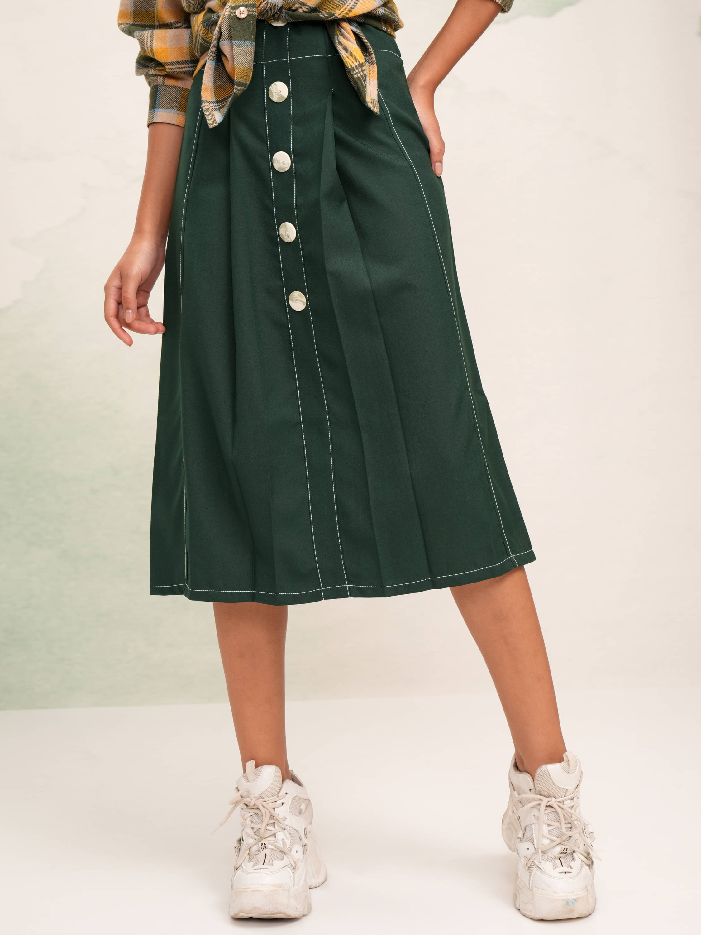 Tokyo Talkies Green Polyester Women's Straight Skirts ( Pack of 1 ) Tokyo Talkies Green Polyester Women's Straight Skirts ( Pack of 1 )