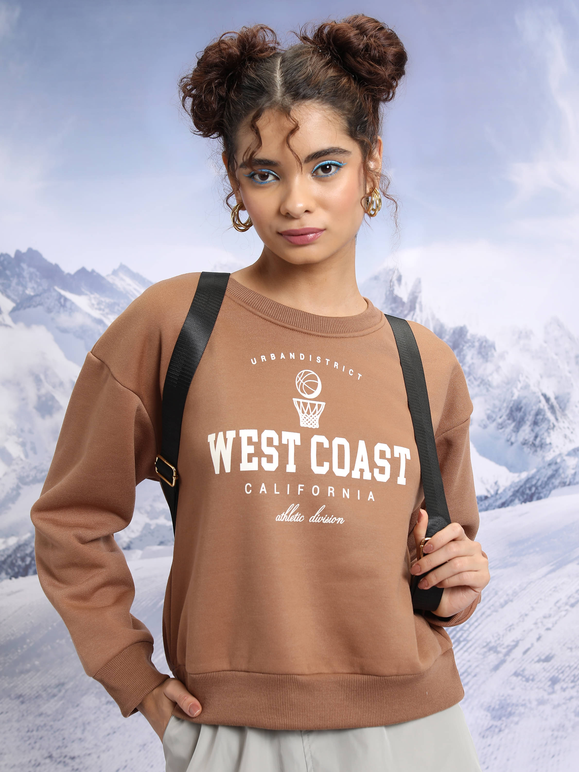     			Tokyo Talkies Polyester Women's Non Hooded Sweatshirt ( Brown )