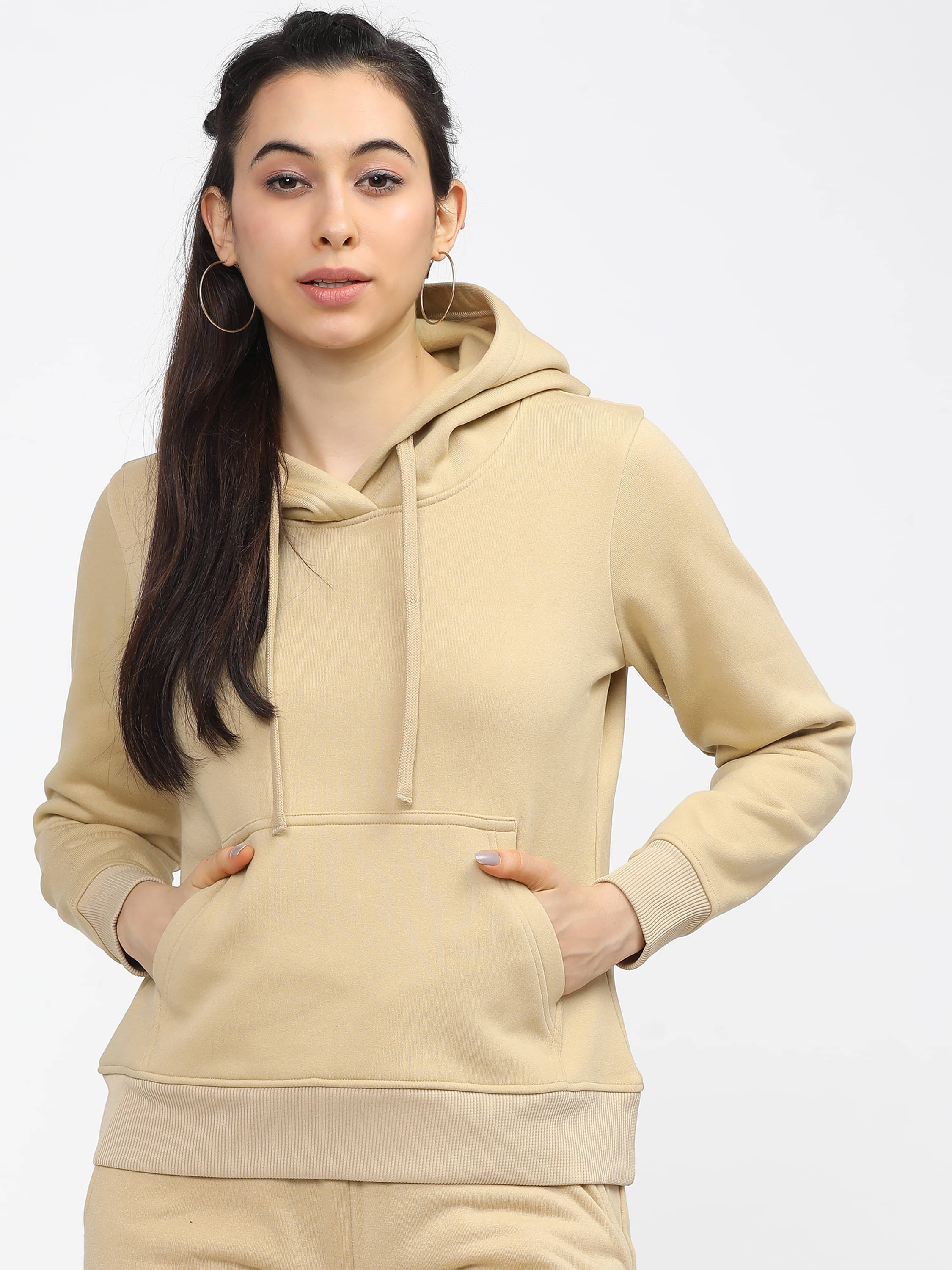 Tokyo Talkies Polyester Women's Hooded Sweatshirt ( Brown ) Tokyo Talkies Polyester Women's Hooded Sweatshirt ( Brown )