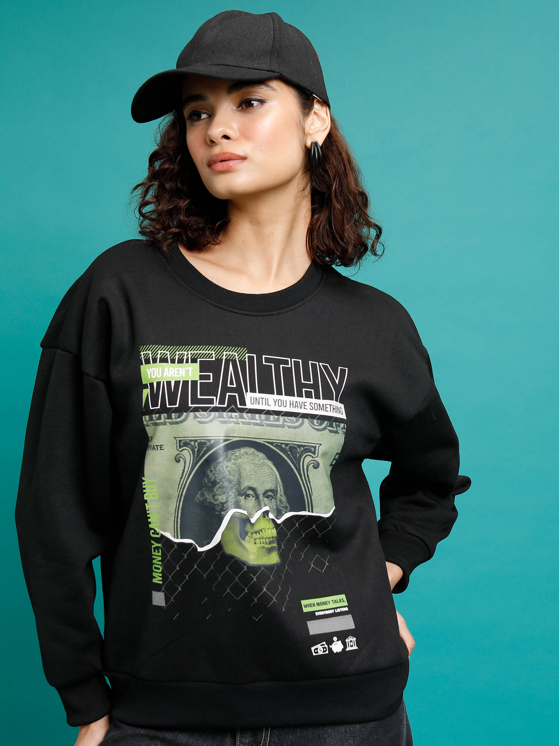     			Tokyo Talkies Polyester Women's Non Hooded Sweatshirt ( Black )