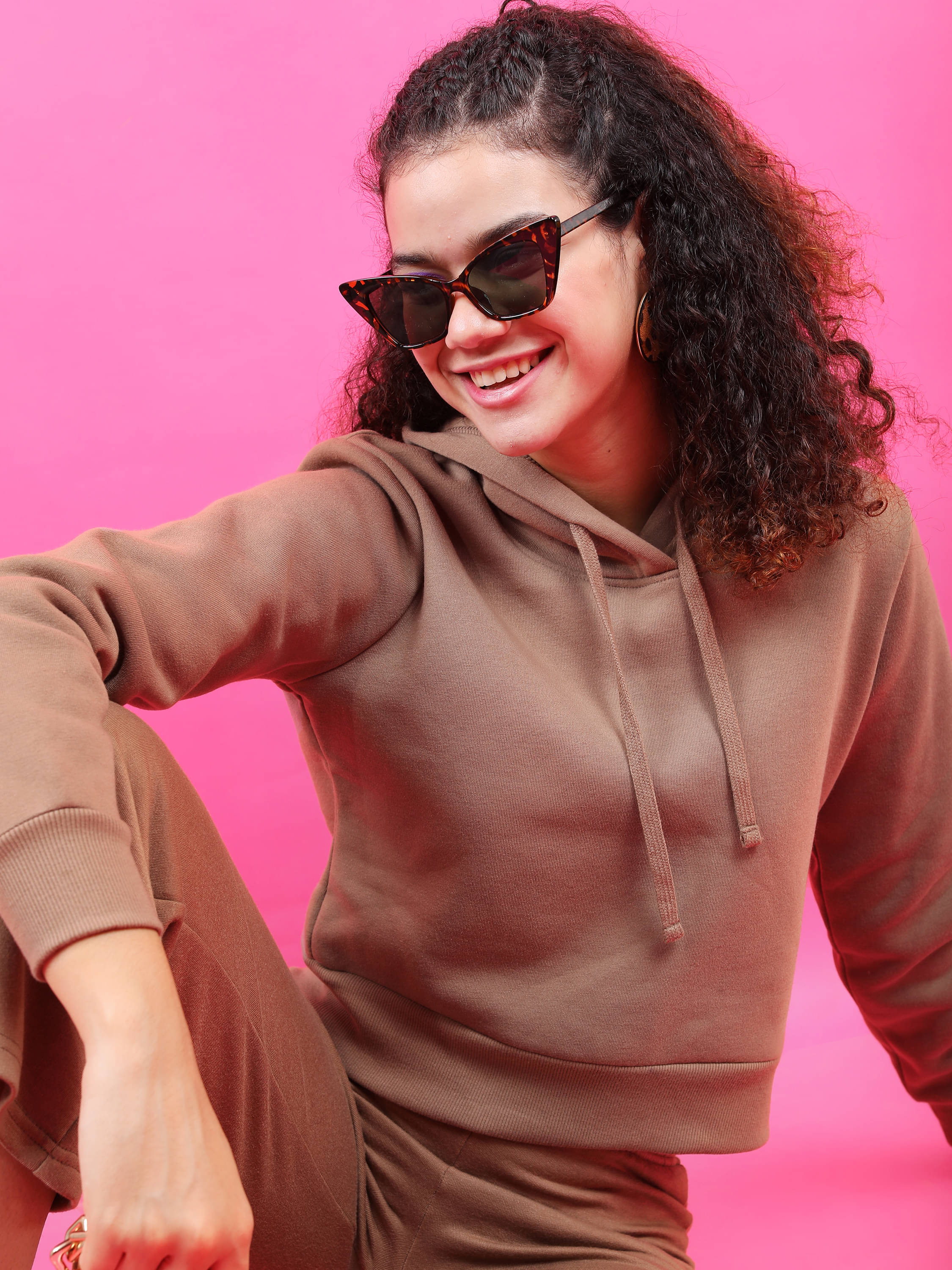     			Tokyo Talkies Polyester Women's Hooded Sweatshirt ( Brown )