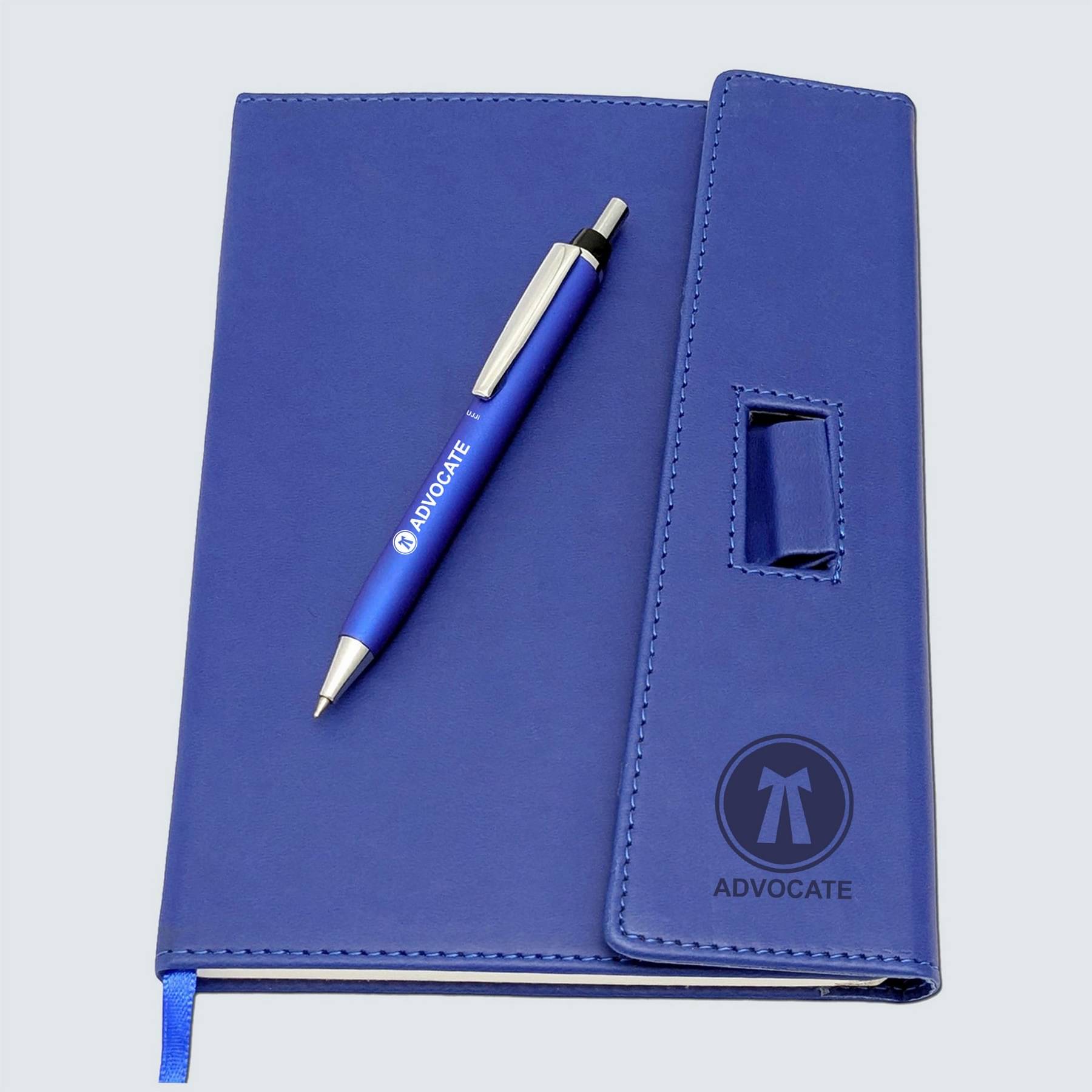     			UJJi Advocate Professional Notebook with Pen, Royal Blue PU Leather Cover, Business Journal with Logo 192 Undates 80GSM Pages