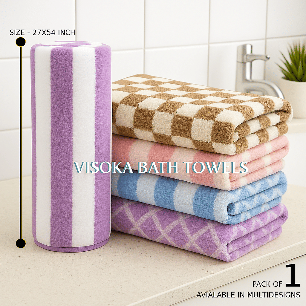     			VISOKA TEX Pack of 1 Microfibre 400 -GSM Bath Towel ( Multicolor )