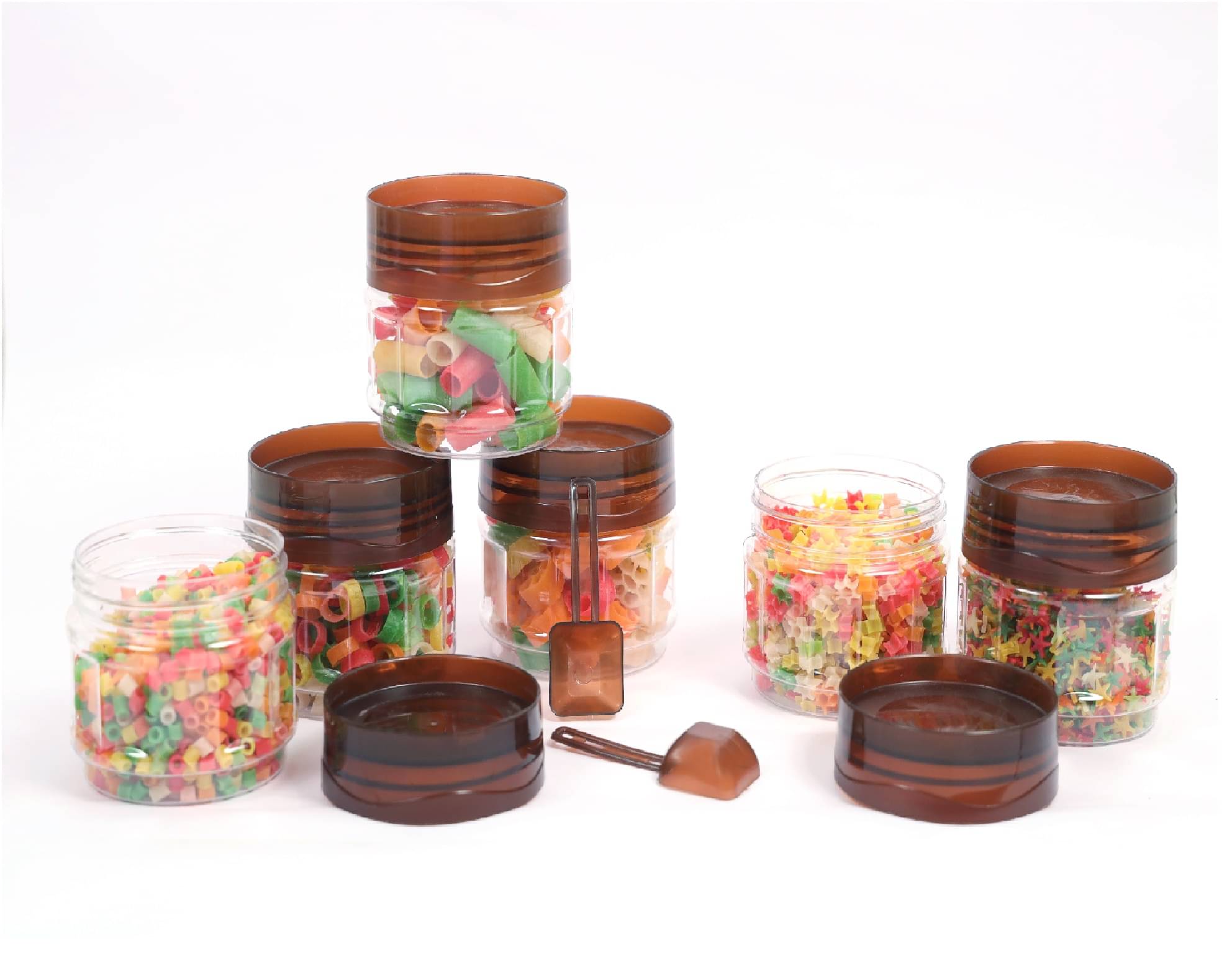     			VRISTO small masala boxes Plastic Brown Spice Container ( Set of 6 )