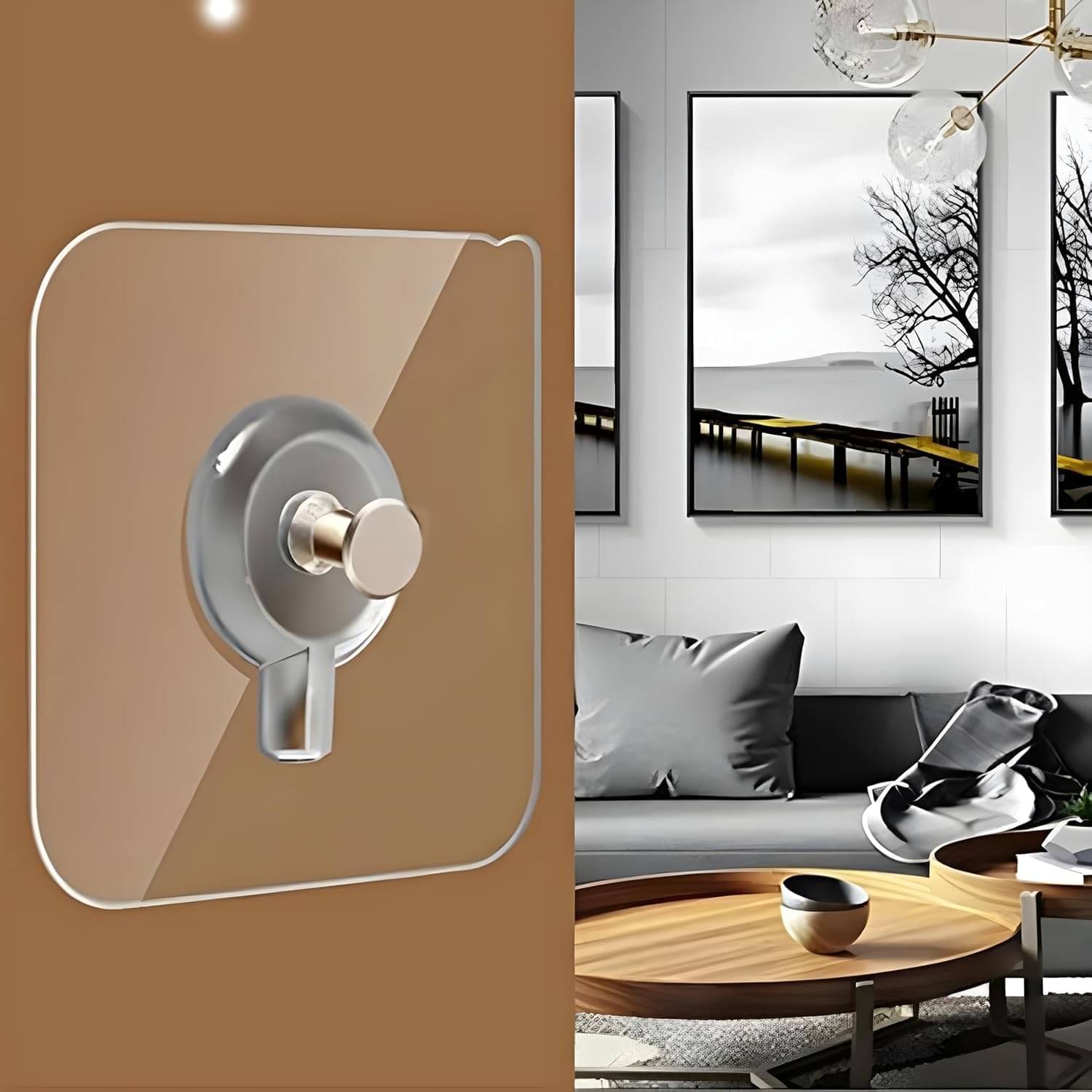     			ViGO CRAFT Self Adhesive 6mm Wall Hanger Nail Hook for Photo Painting Frame, Clothes, Clock, Kitchen, Bathroom - Transparent | Stainless Steel, Heavy Duty Hook (Transparent, Pack of 10)