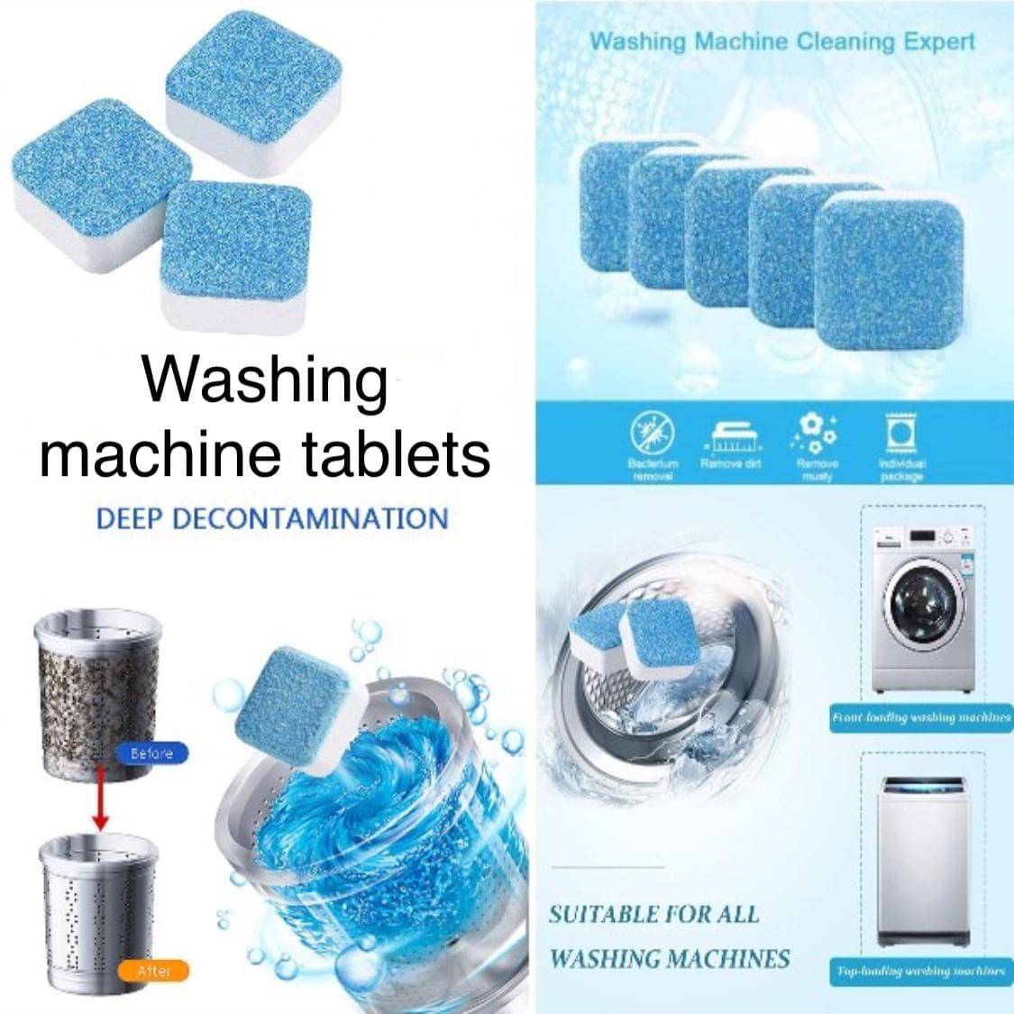     			Washing Machine Deep Cleaner Tablets,Descaling Powder Tablets for All Company's Front & Top Load Machine, for Perfectly Automatic Cleaning of Tub & Drum Stain Remover-pack of 10