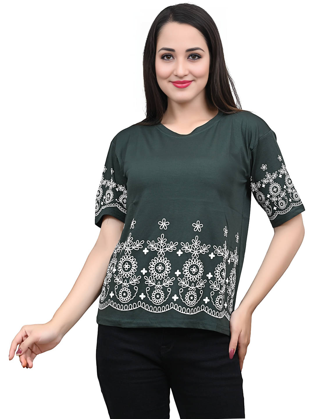     			Yunic29 Women's Cotton Regular Top ( Green )