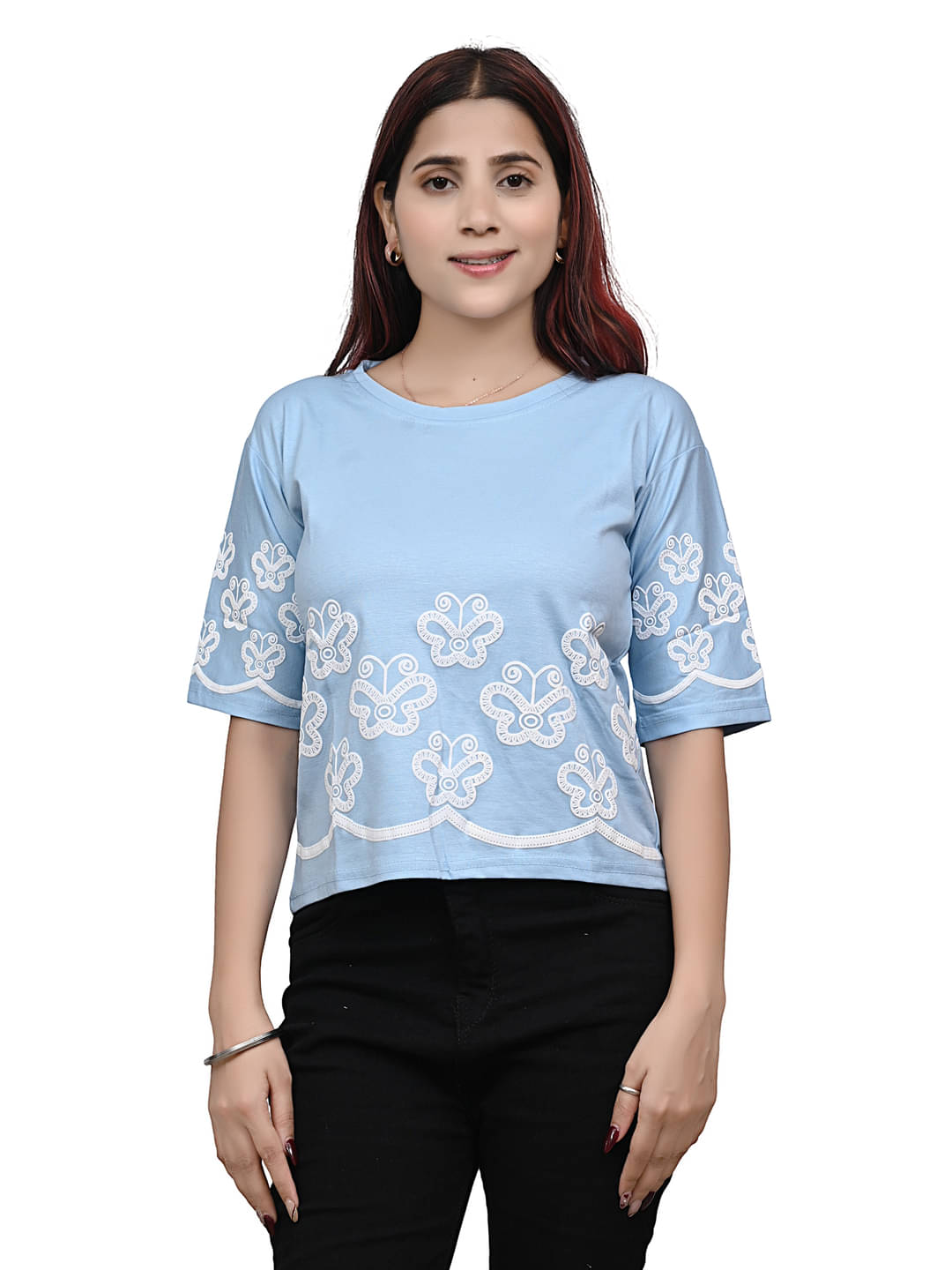     			Yunic29 Women's Cotton Regular Top ( Light Blue )