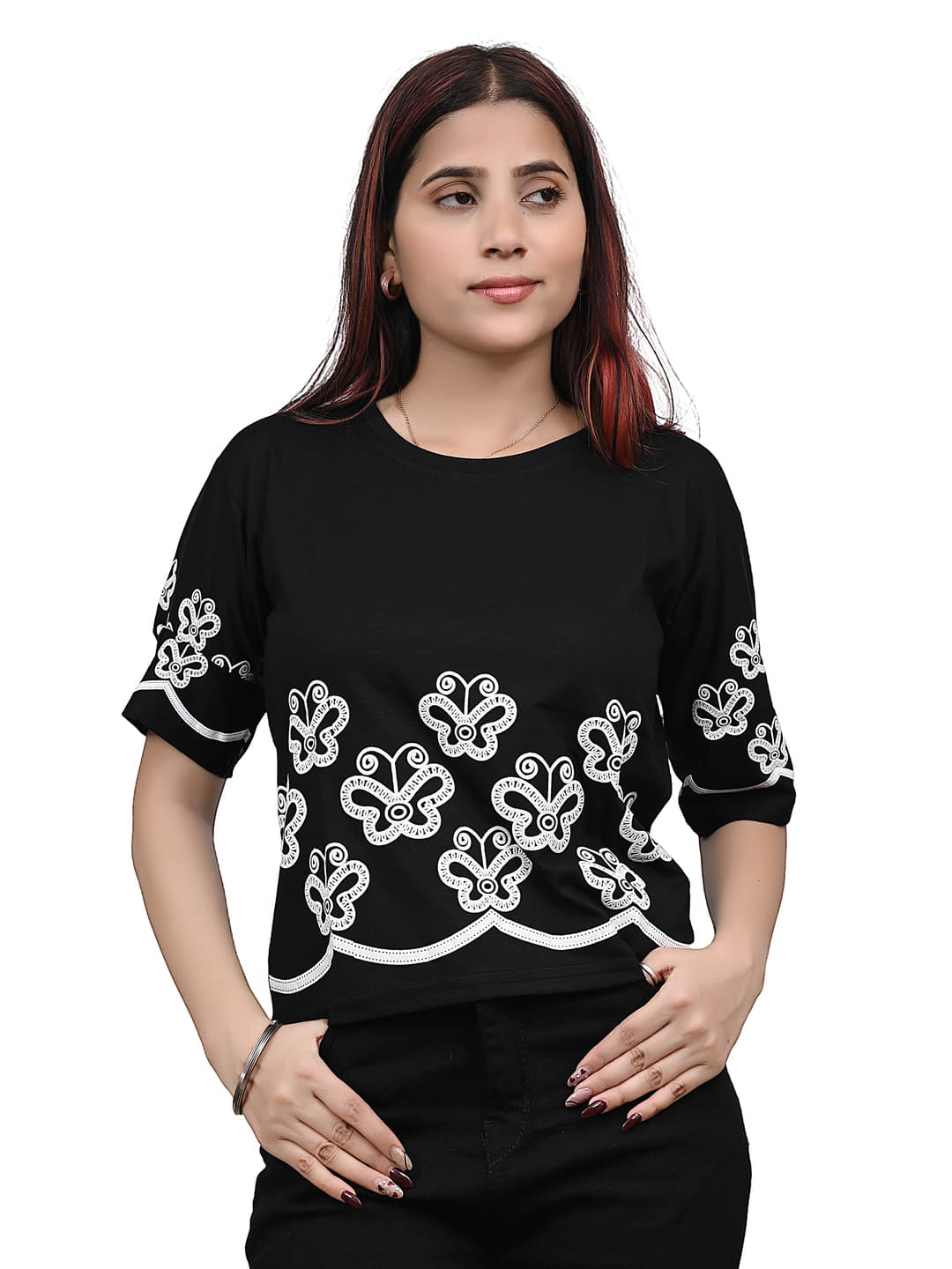     			Yunic29 Women's Cotton Regular Top ( Black )
