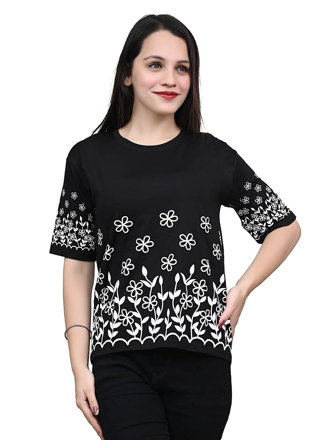     			Yunic29 Women's Cotton Regular Top ( Black )