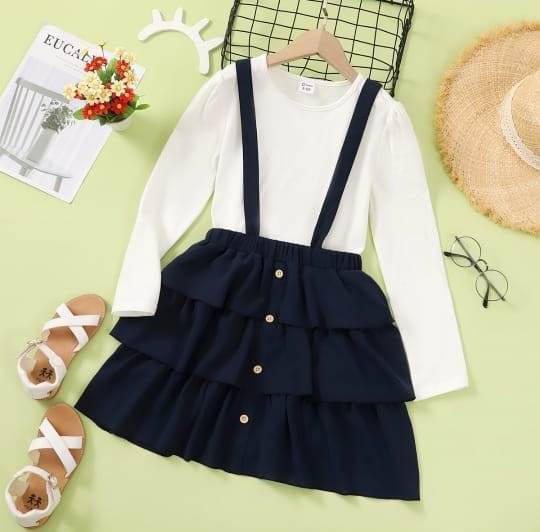     			cockscomb Baby Girls CREPE Dungarees ( Pack of 1 , BLUE )