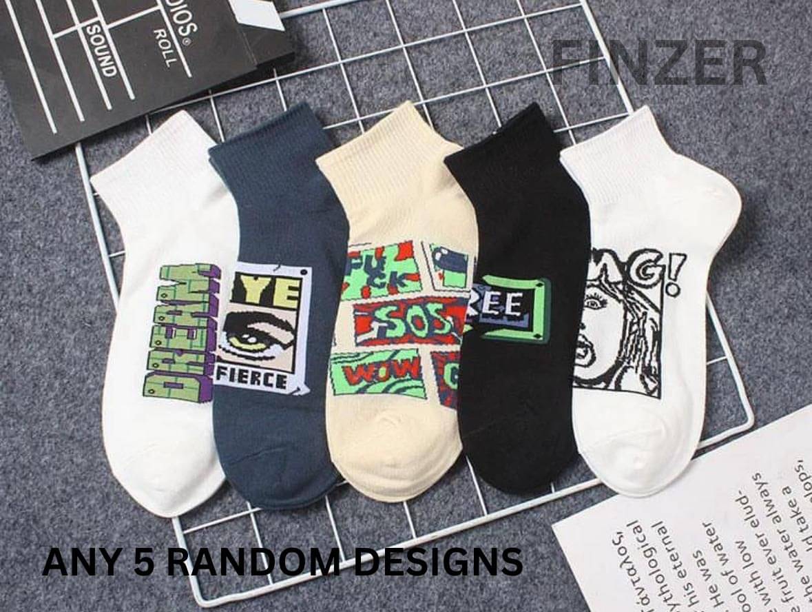finzer Pack of 5 Men's Cotton Ankle Length Socks ( Multicolor )     			finzer Pack of 5 Men's Cotton Ankle Length Socks ( Multicolor )