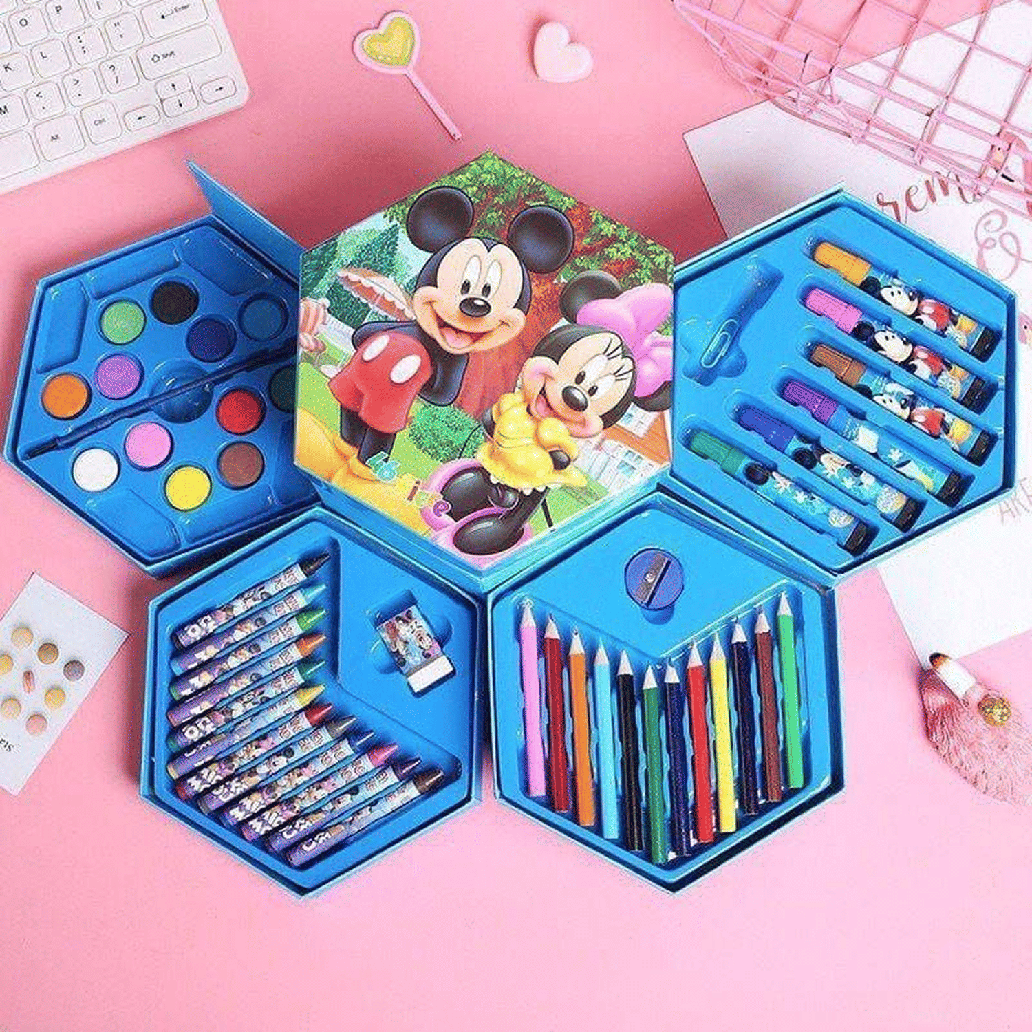 46 Pieces Art Set Color Kit with Color Pencil, Crayons, Water Color, Sketch Pens (Color and Design May Change)