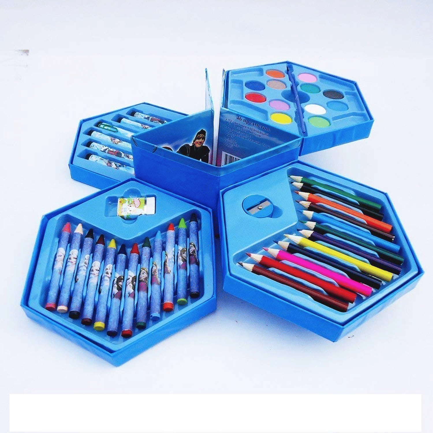 46 Pieces Art Set Color Kit with Color Pencil, Crayons, Water Color, Sketch Pens (Color and Design May Change)