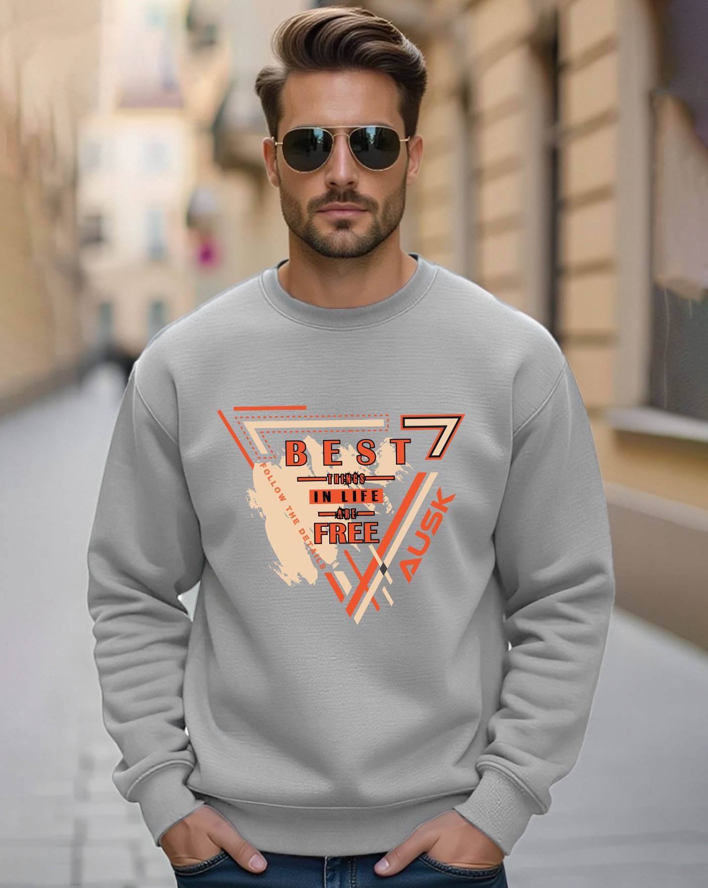     			AUSK Fleece Round Neck Men's Sweatshirt - Grey ( Pack of 1 )