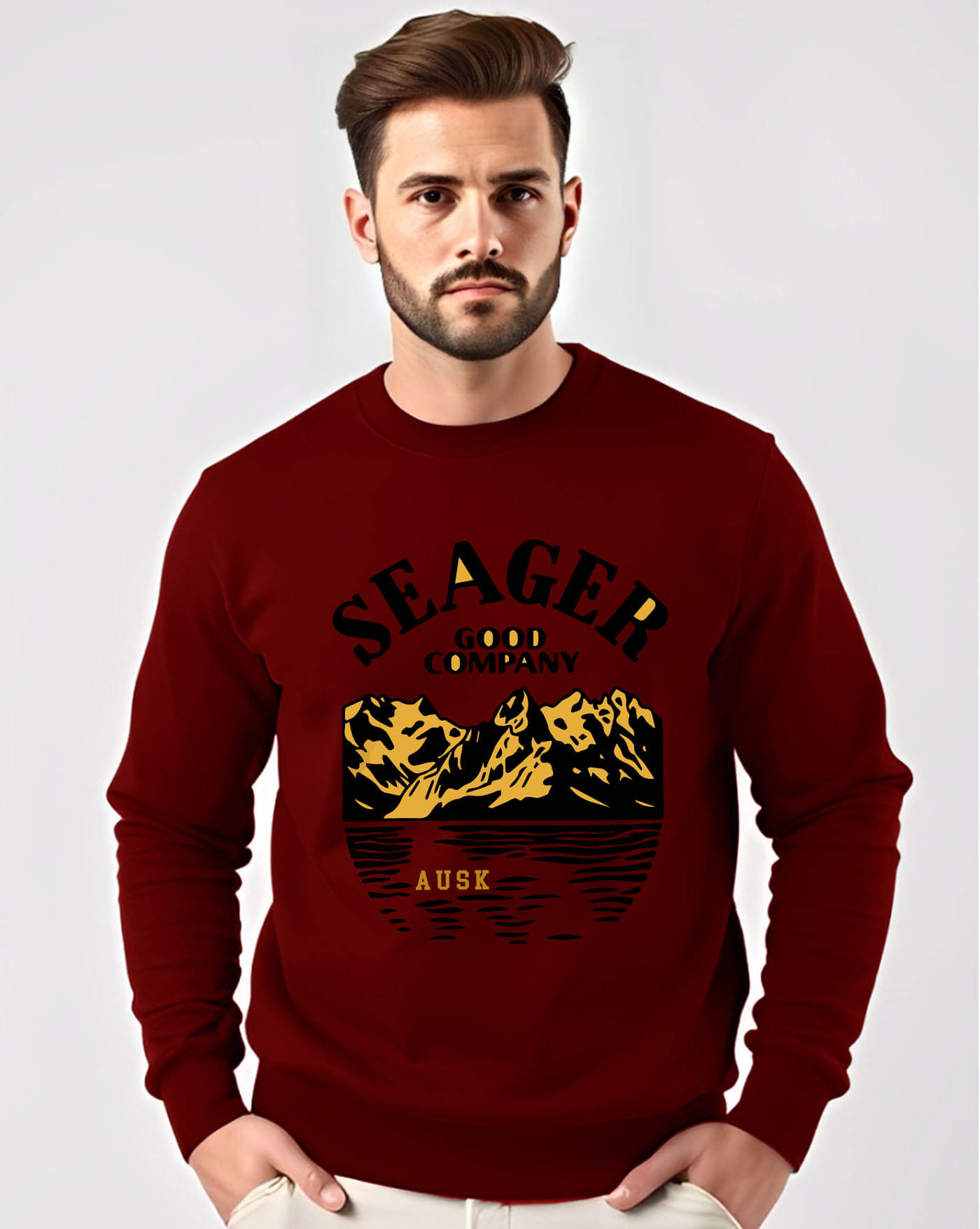     			AUSK Fleece Round Neck Men's Sweatshirt - Maroon ( Pack of 1 )