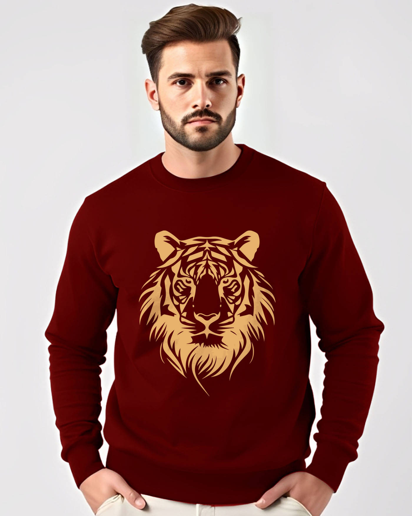     			AUSK Fleece Round Neck Men's Sweatshirt - Maroon ( Pack of 1 )