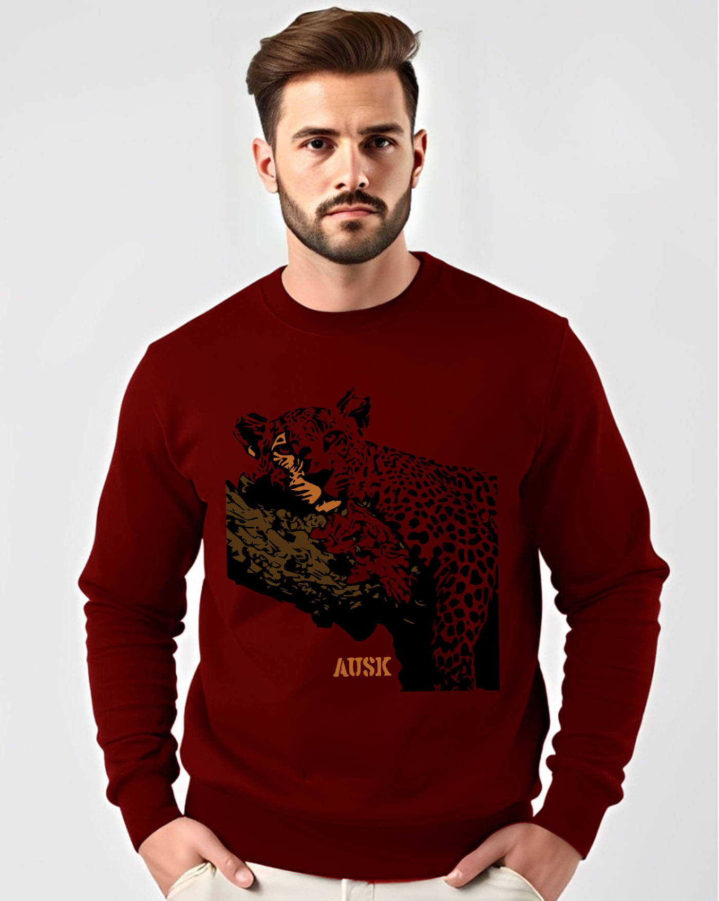     			AUSK Fleece Round Neck Men's Sweatshirt - Maroon ( Pack of 1 )