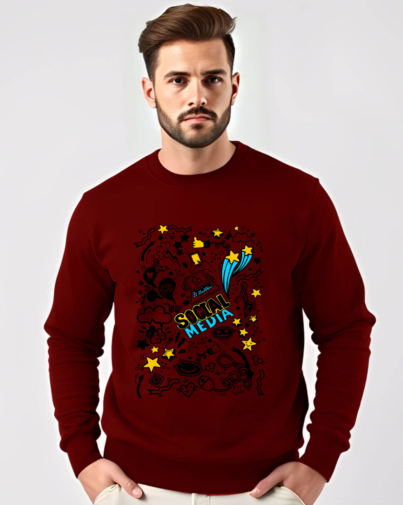     			AUSK Fleece Round Neck Men's Sweatshirt - Maroon ( Pack of 1 )
