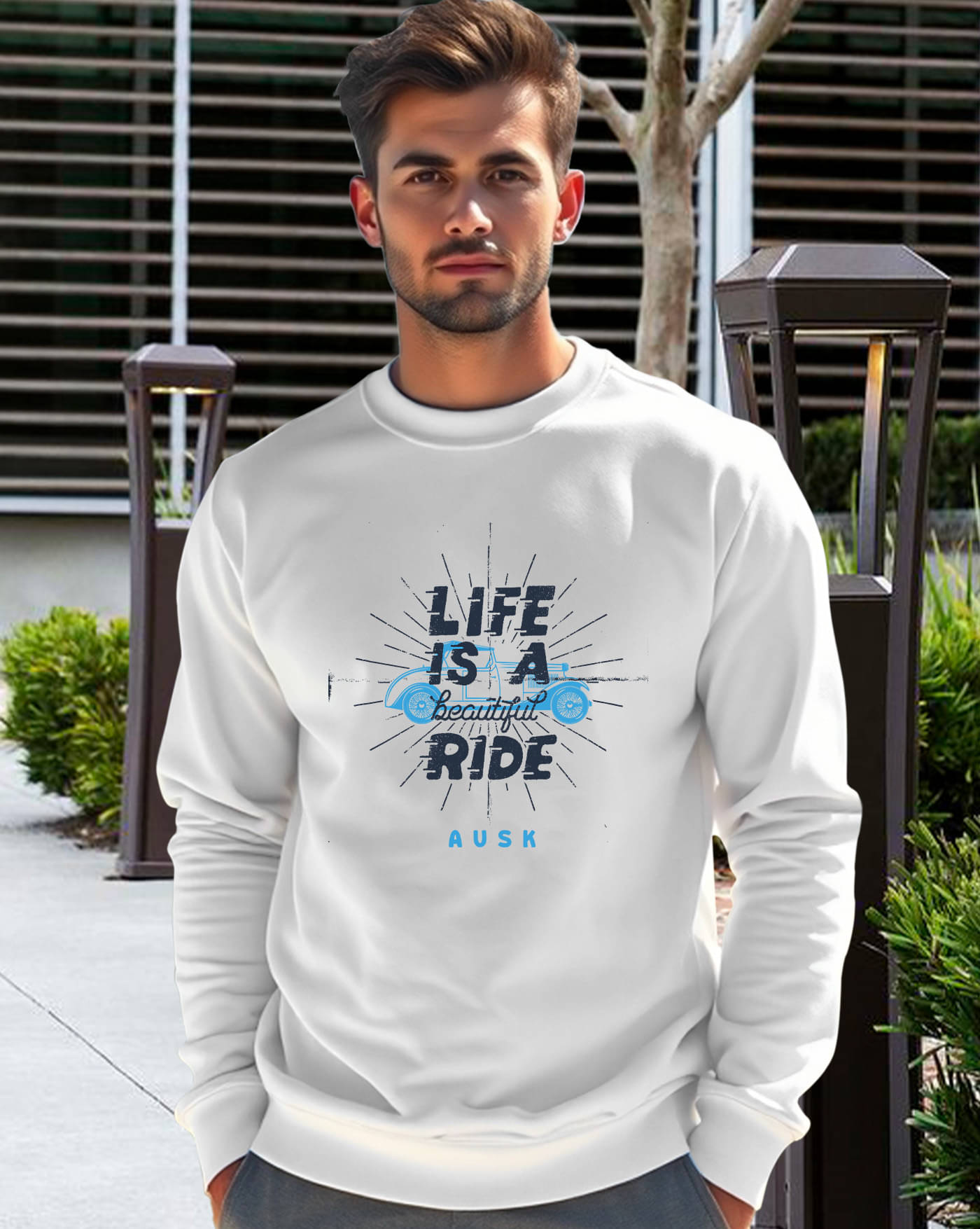     			AUSK Fleece Round Neck Men's Sweatshirt - White ( Pack of 1 )