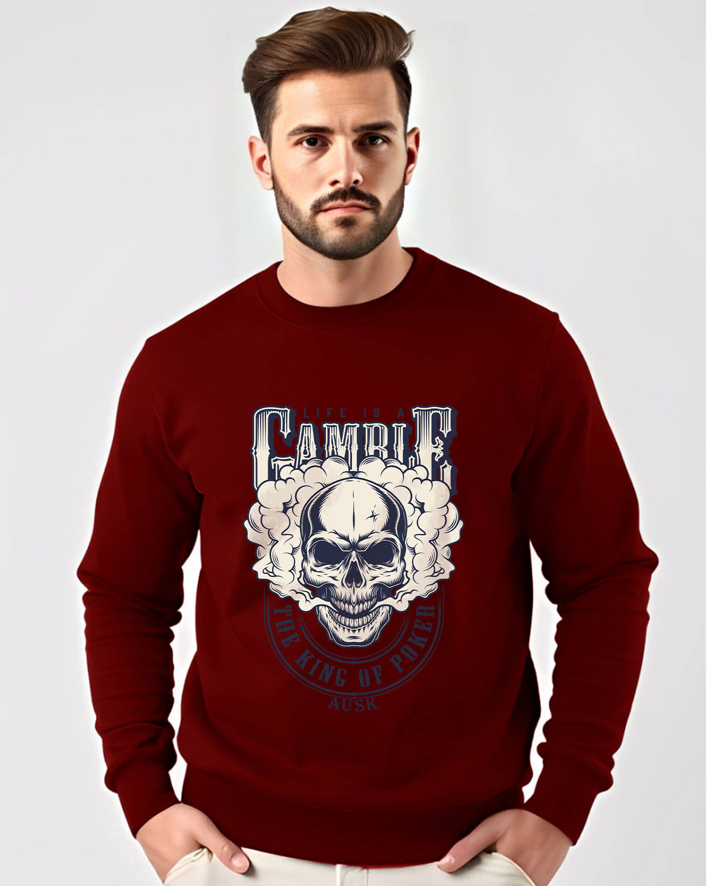     			AUSK Fleece Round Neck Men's Sweatshirt - Maroon ( Pack of 1 )