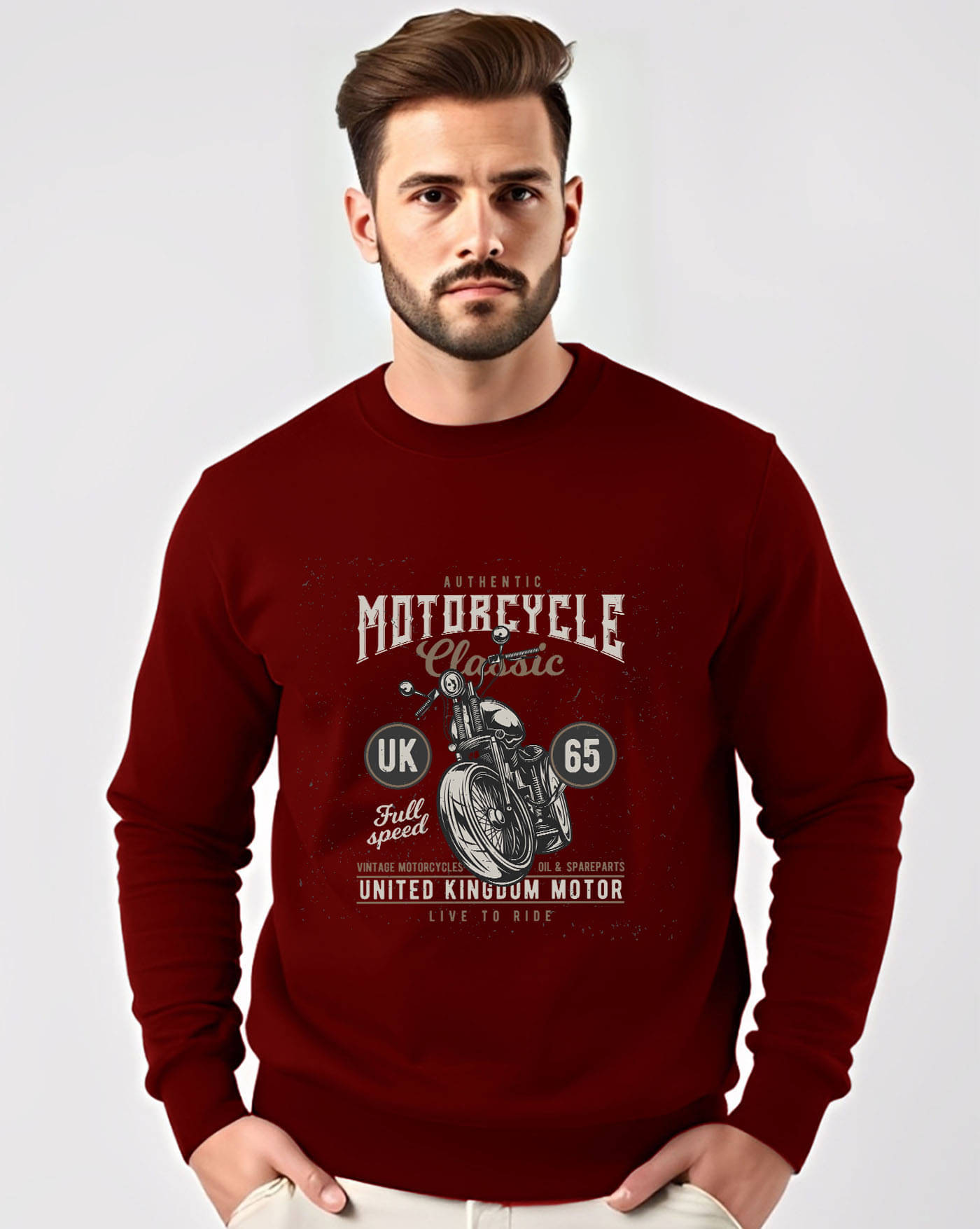     			AUSK Fleece Round Neck Men's Sweatshirt - Maroon ( Pack of 1 )