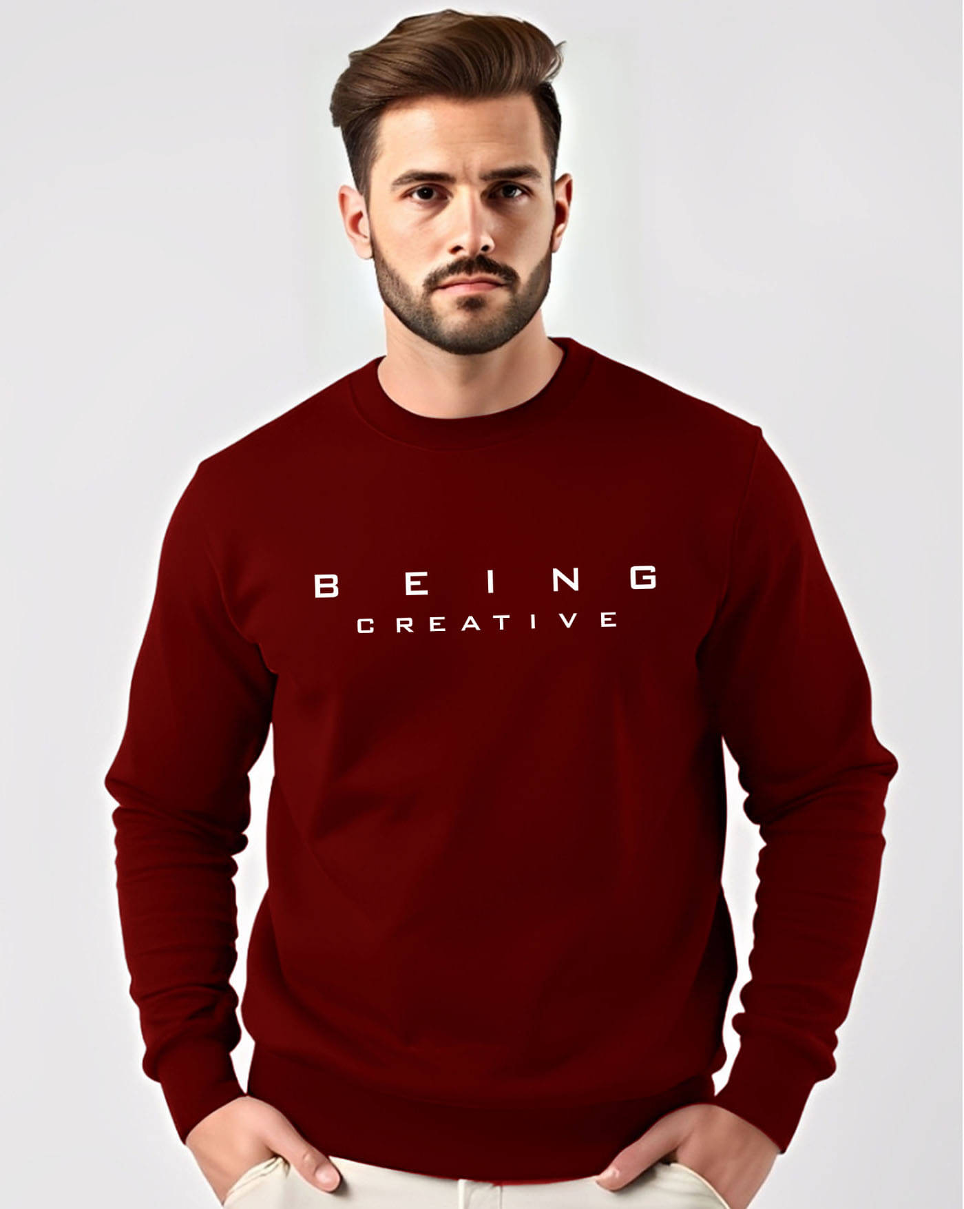     			AUSK Fleece Round Neck Men's Sweatshirt - Maroon ( Pack of 1 )