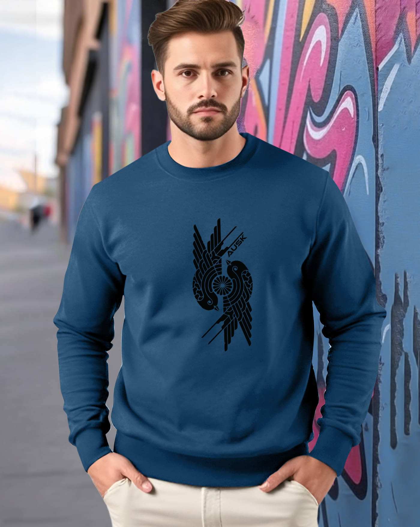     			AUSK Fleece Round Neck Men's Sweatshirt - Teal Blue ( Pack of 1 )