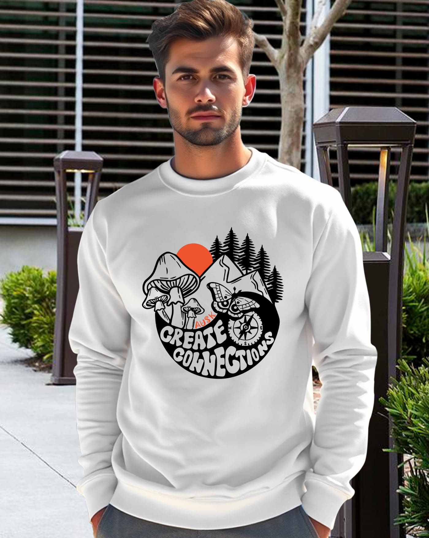     			AUSK Fleece Round Neck Men's Sweatshirt - White ( Pack of 1 )