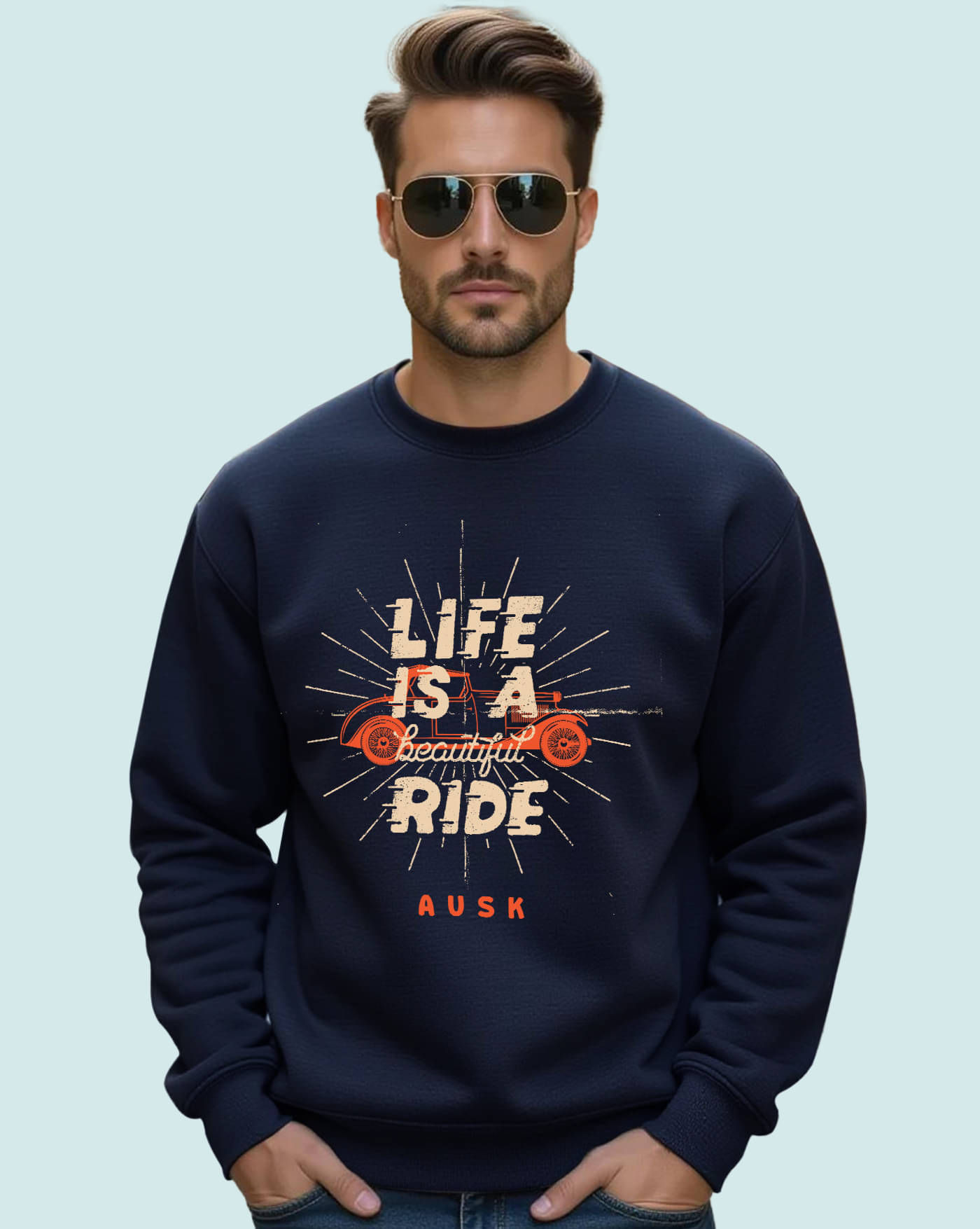     			AUSK Fleece Round Neck Men's Sweatshirt - Blue ( Pack of 1 )